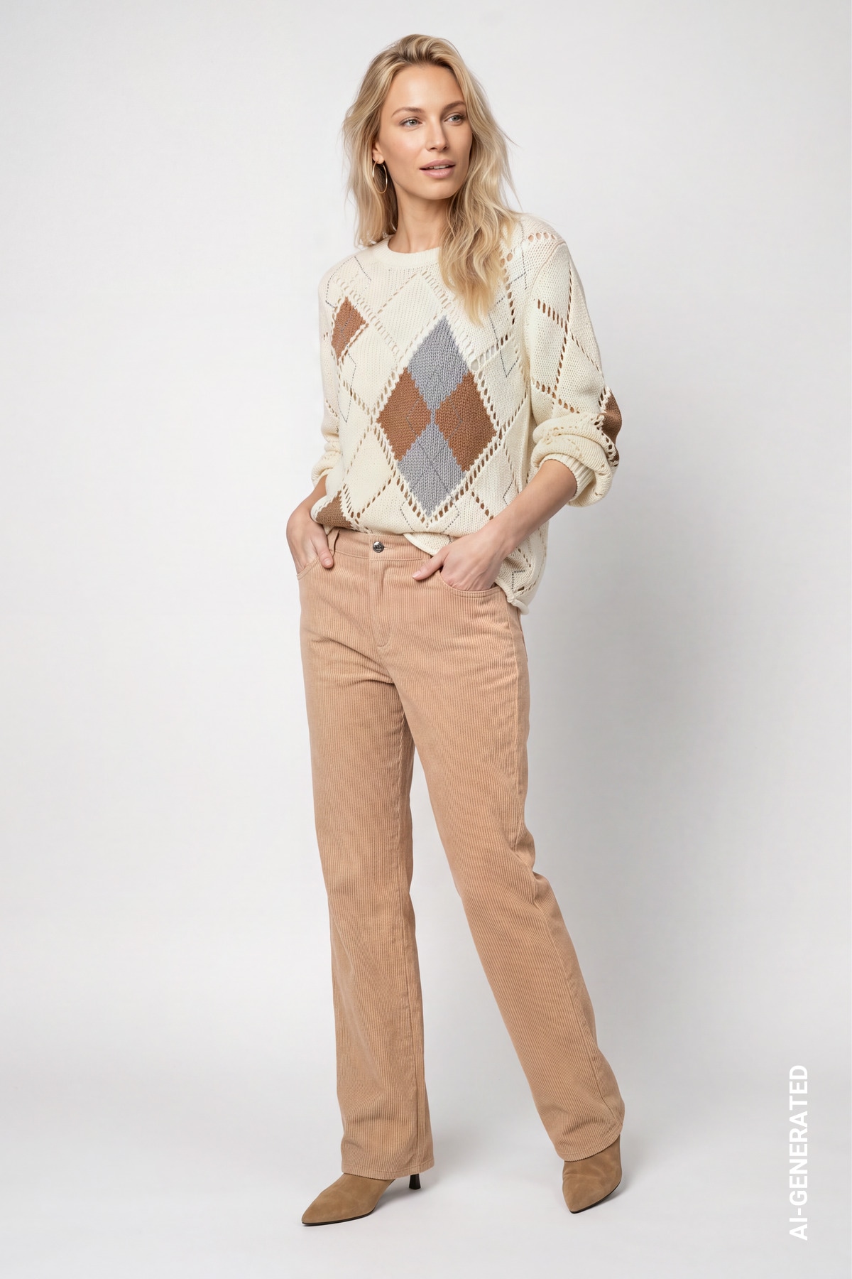 Monari Strickpullover »Pullover Rauten Ajour« Regular fit mit Rautenmuster