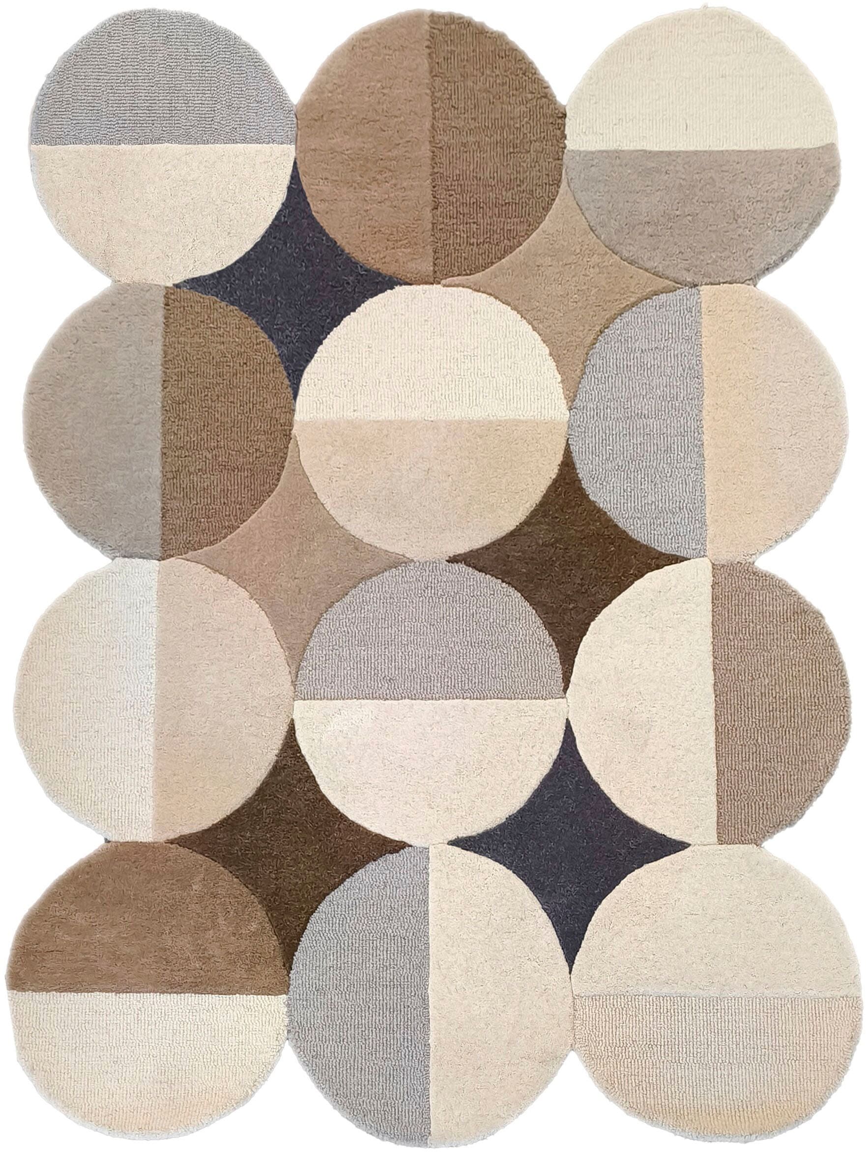 FLAIR RUGS Wollteppich »Mia Ellipse«, rechteckig, 12 mm Höhe, mit gebogenem Zuschnitt