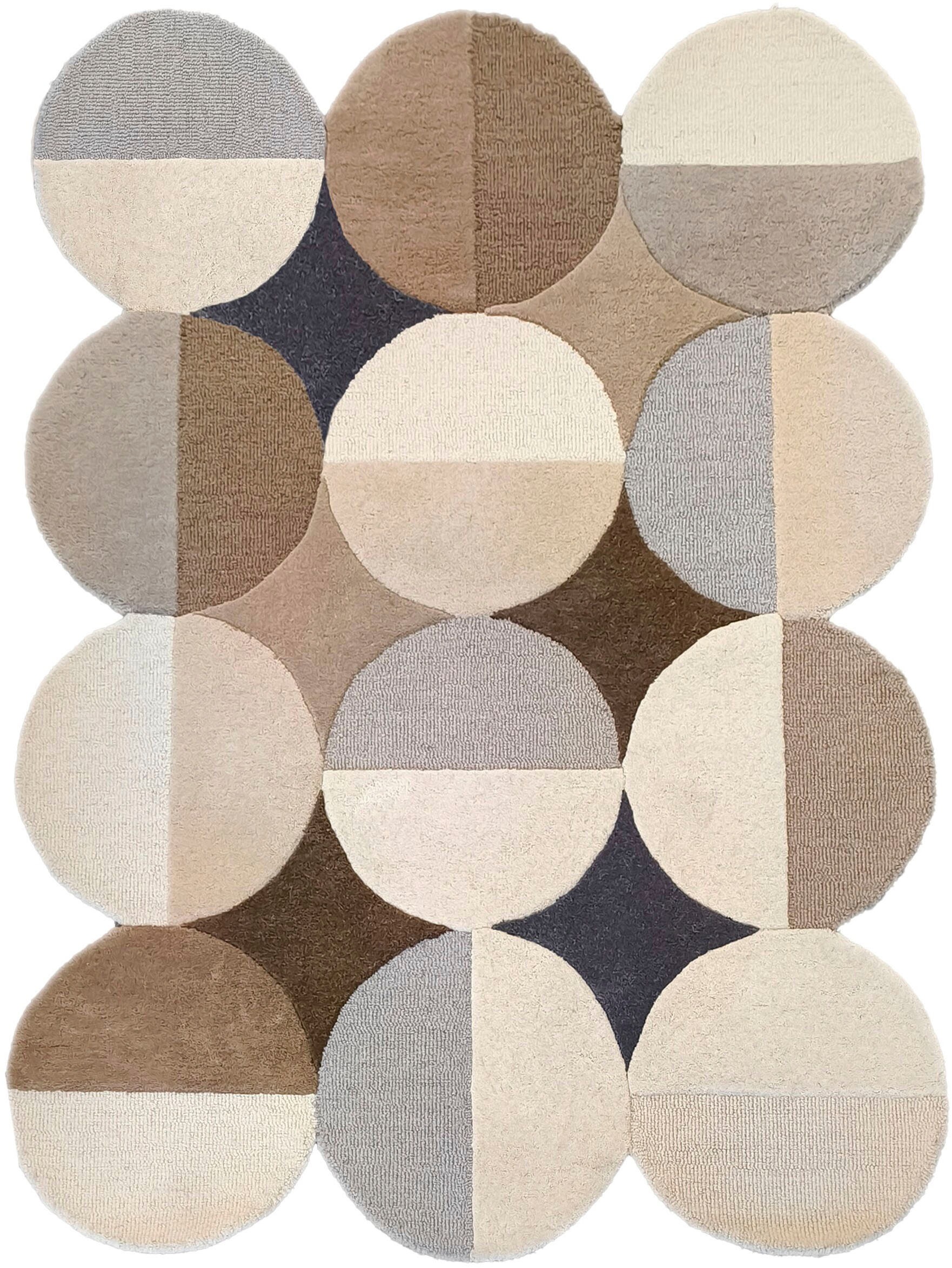 FLAIR RUGS Wollteppich »Mia Ellipse«, rechteckig, 12 mm Höhe, mit gebogenem günstig online kaufen