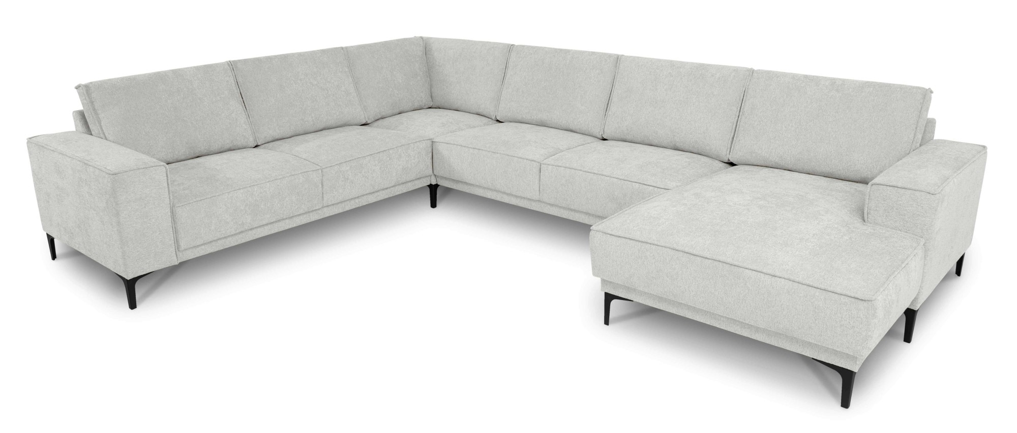Places of Style Wohnlandschaft »XXL Sofa Oland, Struktur, Flachgewebe, Luxus-Microfaser, Boucle«, U-Form, 342 cm, Wellenunterfederung, Skandi-Design, Metallfüße