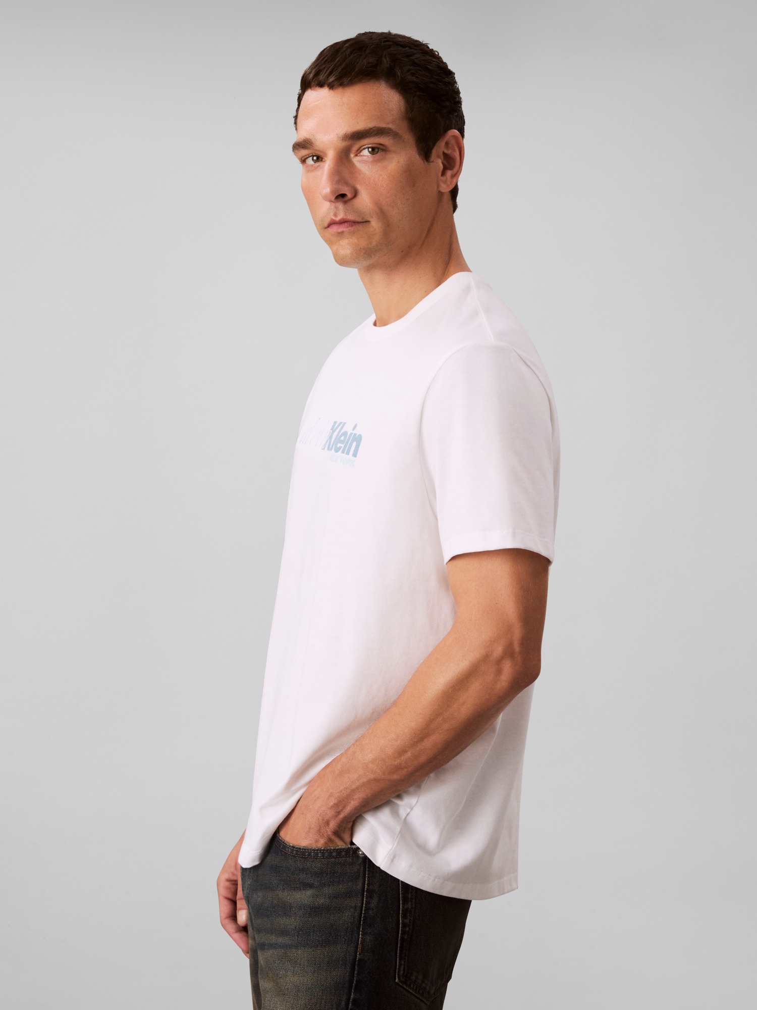 Calvin Klein T-Shirt »SS 20S EU CALVIN CURSIVE GRAPHIC« Mit Rundhalsausschnitt, regular fit