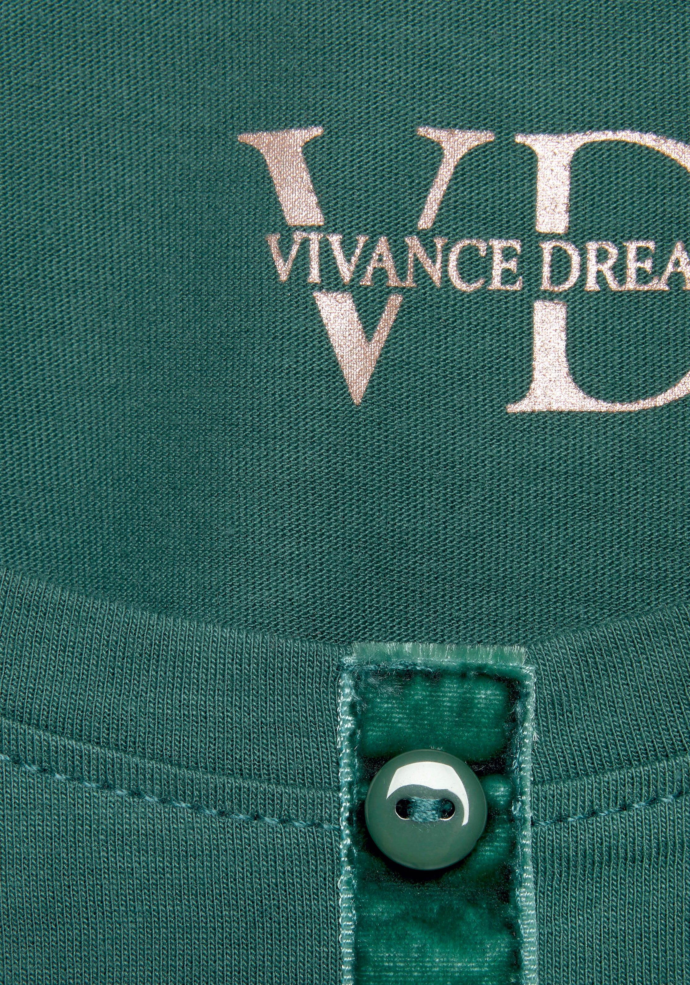 Vivance Dreams Pyjamaoberteil, mit Velvet-Knopfleiste