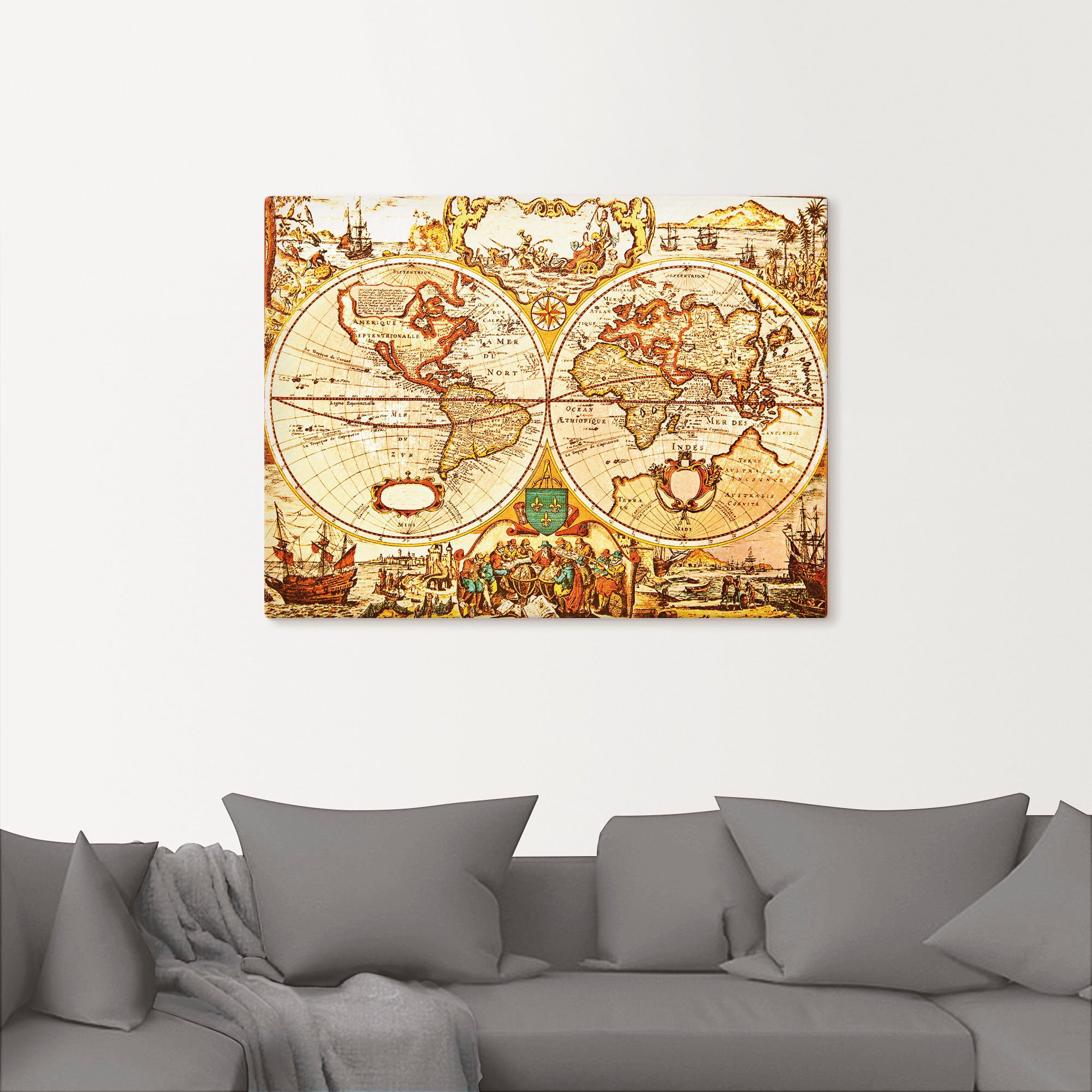 Artland Wandbild »Antike Weltkarte« Landkarten 1 Stk. tlg. als Alubild, Out günstig online kaufen