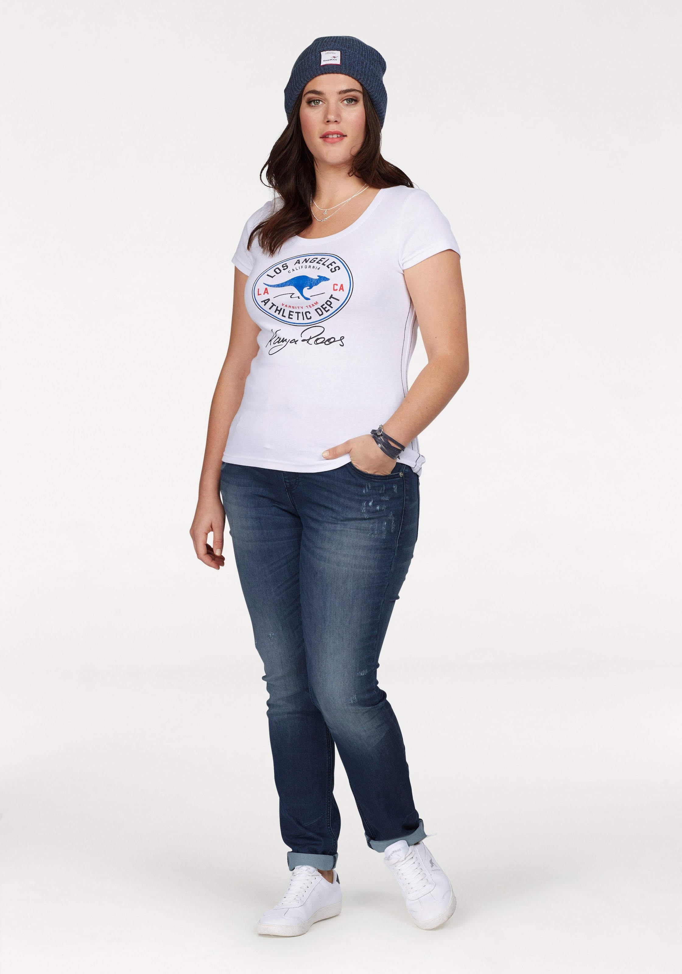 KangaROOS T-Shirt Kurzarm,  sehr figurbetont,  im Vintage-Design,  Rundhalsausschnitt