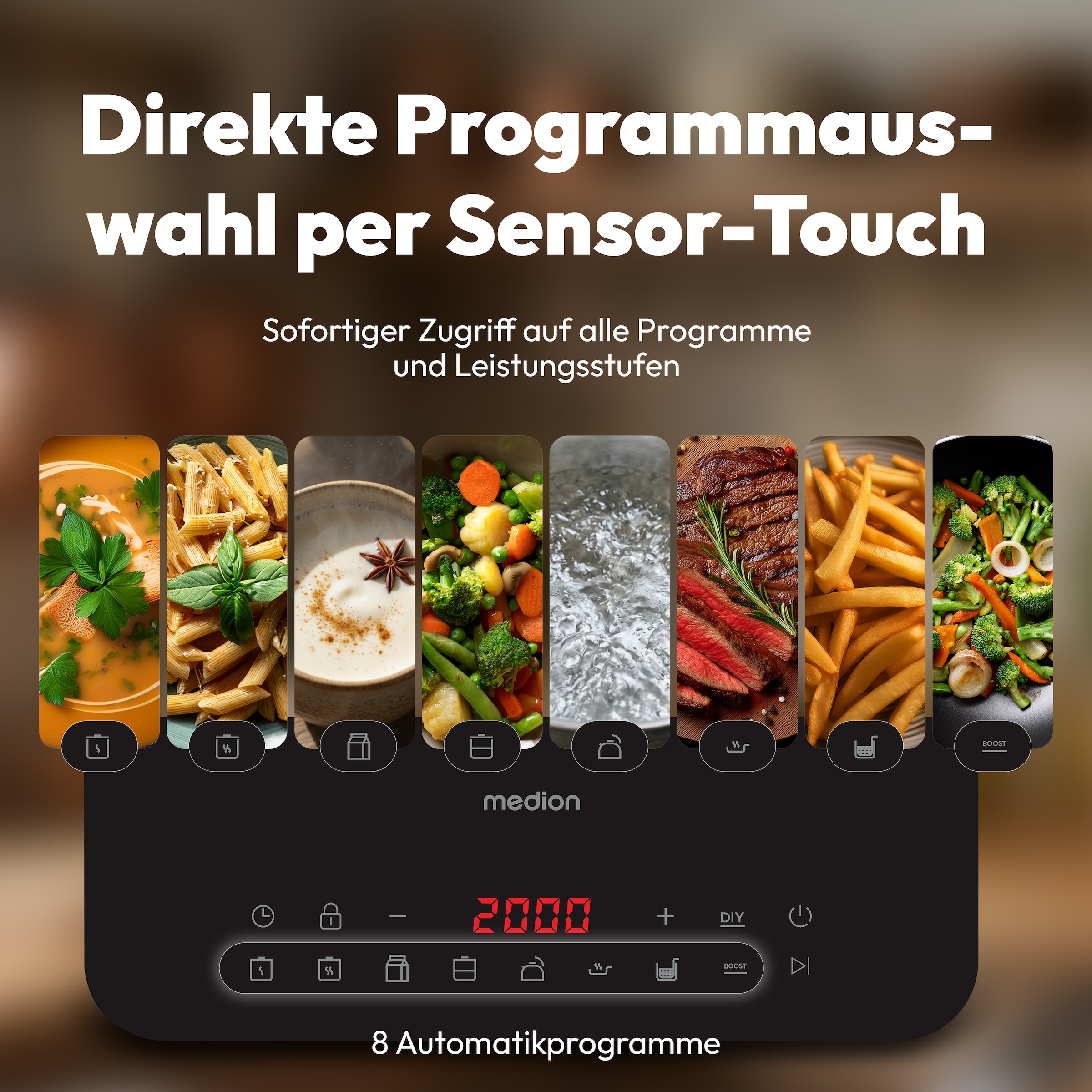 Medion® Einzel-Induktionskochplatte »MD 100090« flacher als herkömmliche Geräte