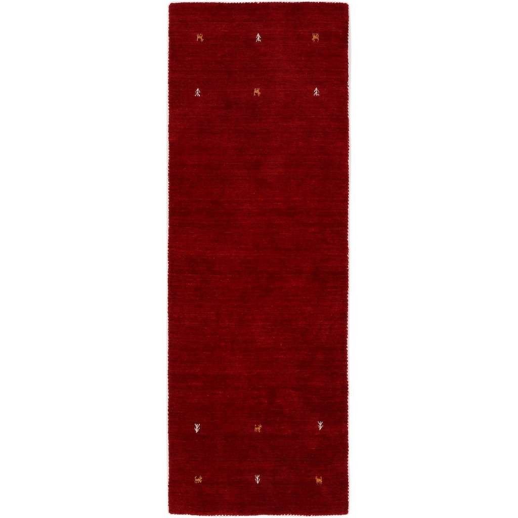 carpetfine Läufer »Gabbeh Uni«, rechteckig, 15 mm Höhe, reine Wolle, handgewebt, Gabbeh Tiermotiv