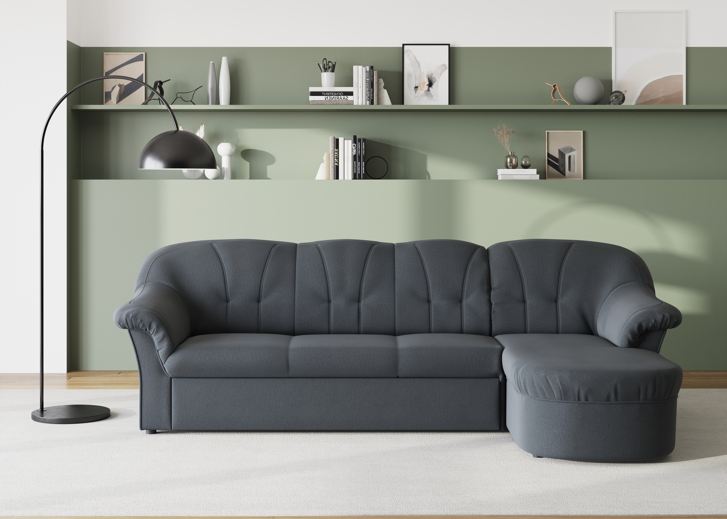 DOMO collection Ecksofa "Pegnitz, elegante Rückensteppung, kompakte Stellma günstig online kaufen