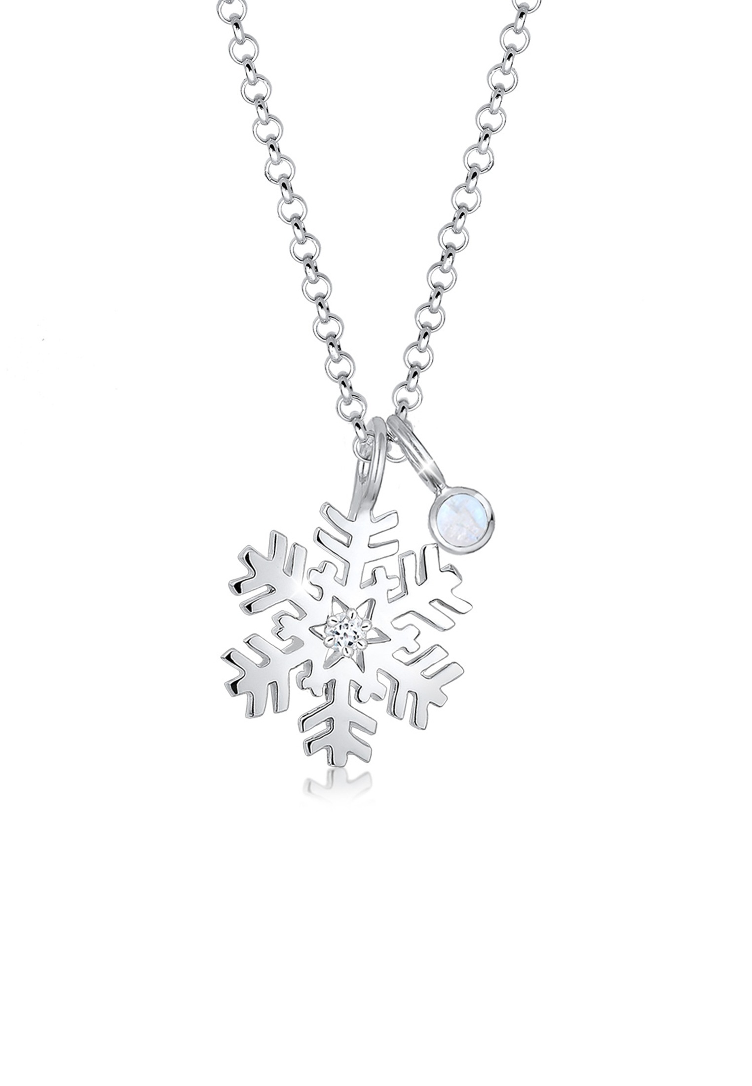 Elli Collierkettchen »Schneeflocke Mondstein Kristalle Silber«