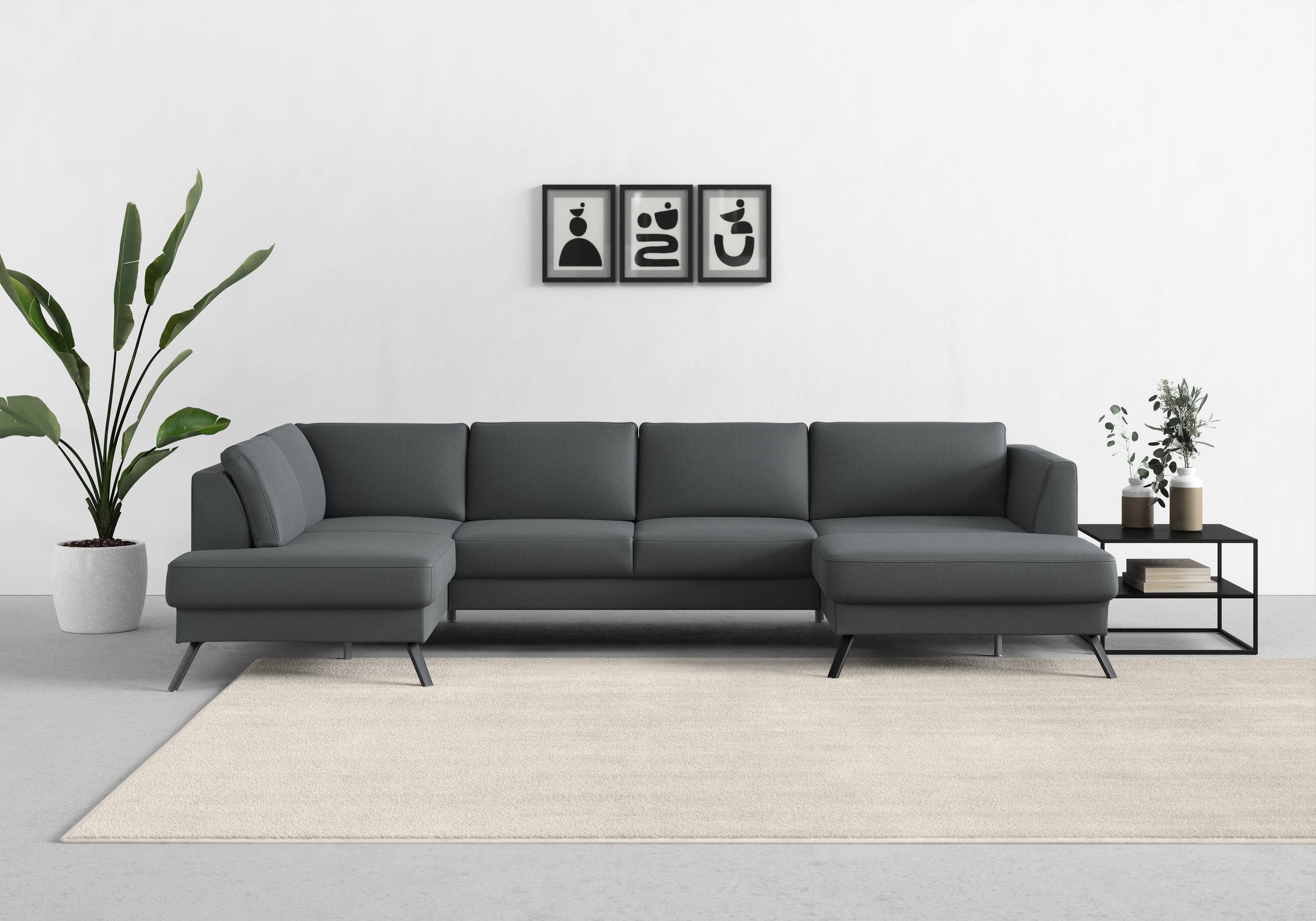 sit&more Wohnlandschaft »Lindholm U-Form«, mit Sitztiefenverstellung und Federkern