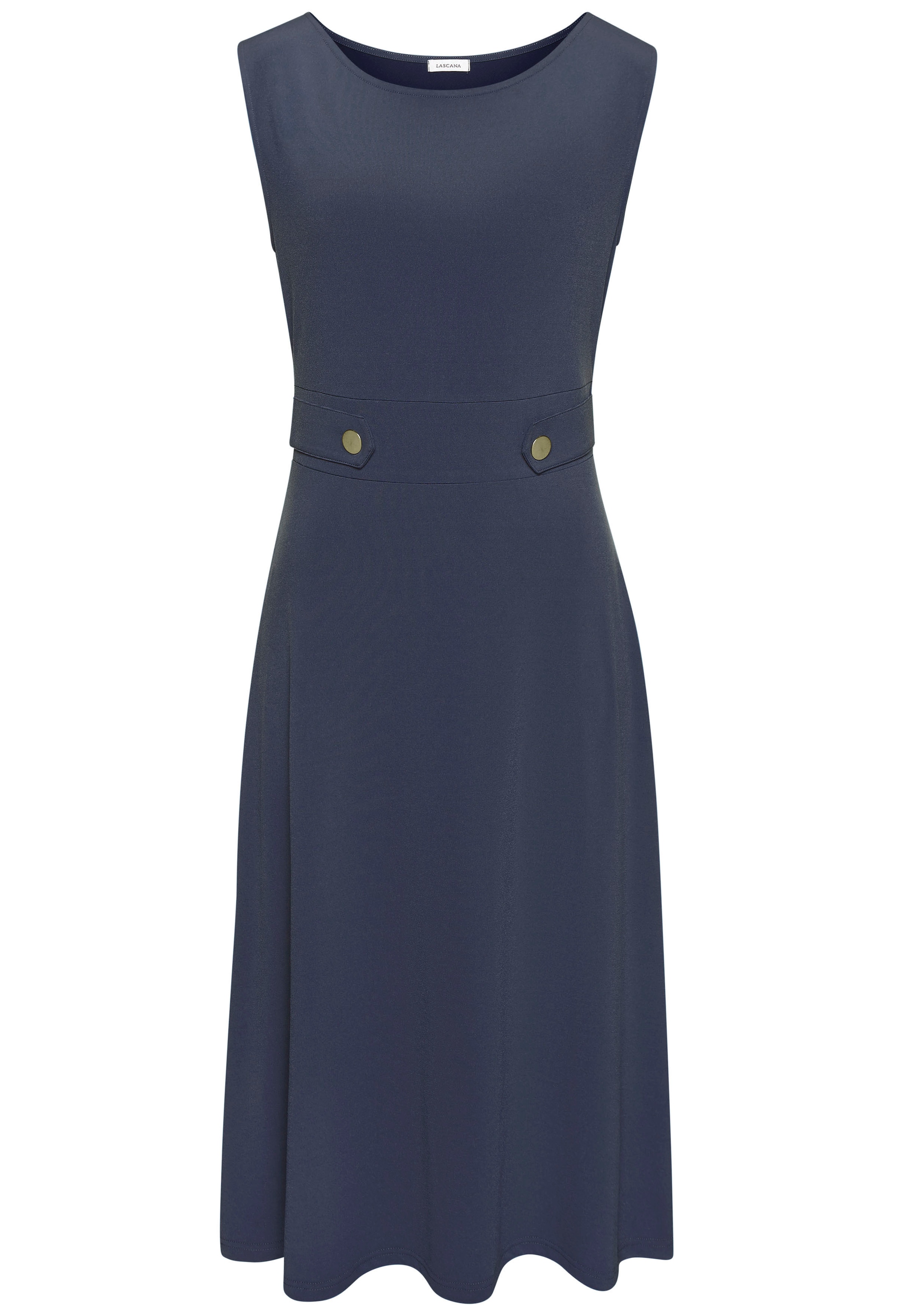 LASCANA Midikleid mit dekorativen Riegeln und goldenen Zierknöpfen, bügelfrei