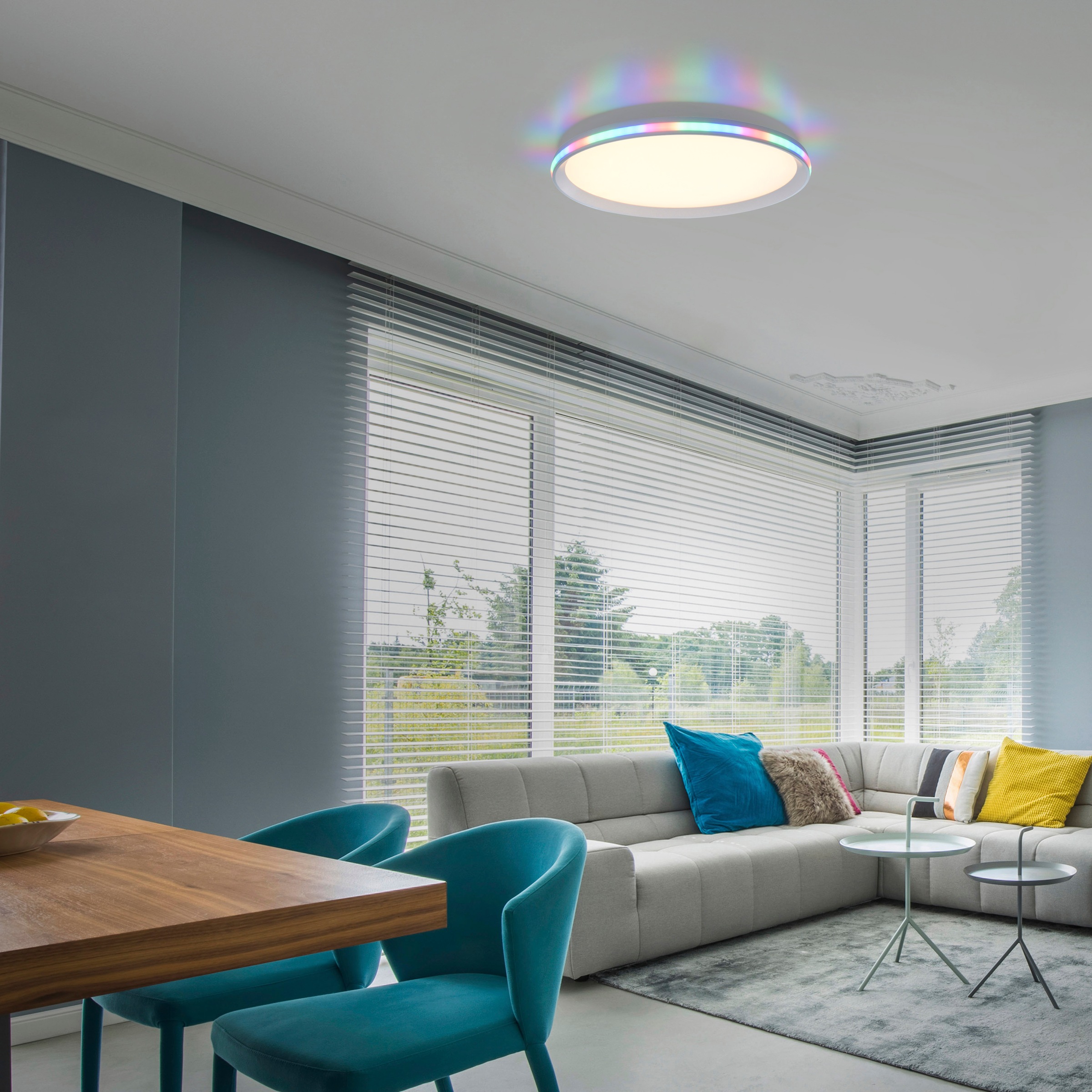 JUST LIGHT Deckenleuchte »GALACTICA«, 2 flammig, Leuchtmittel LED-Board-LED-Board | LED fest integriert, CCT - über Fernbedienung, RGB-Rainbow, dimmbar über Fernbedienung
