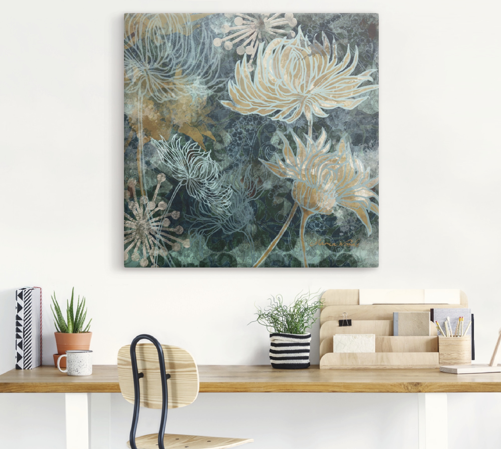 Artland Wandbild »Blaue Chrysanthemen I«, Blumen, (1 St.), als Alubild, Out günstig online kaufen