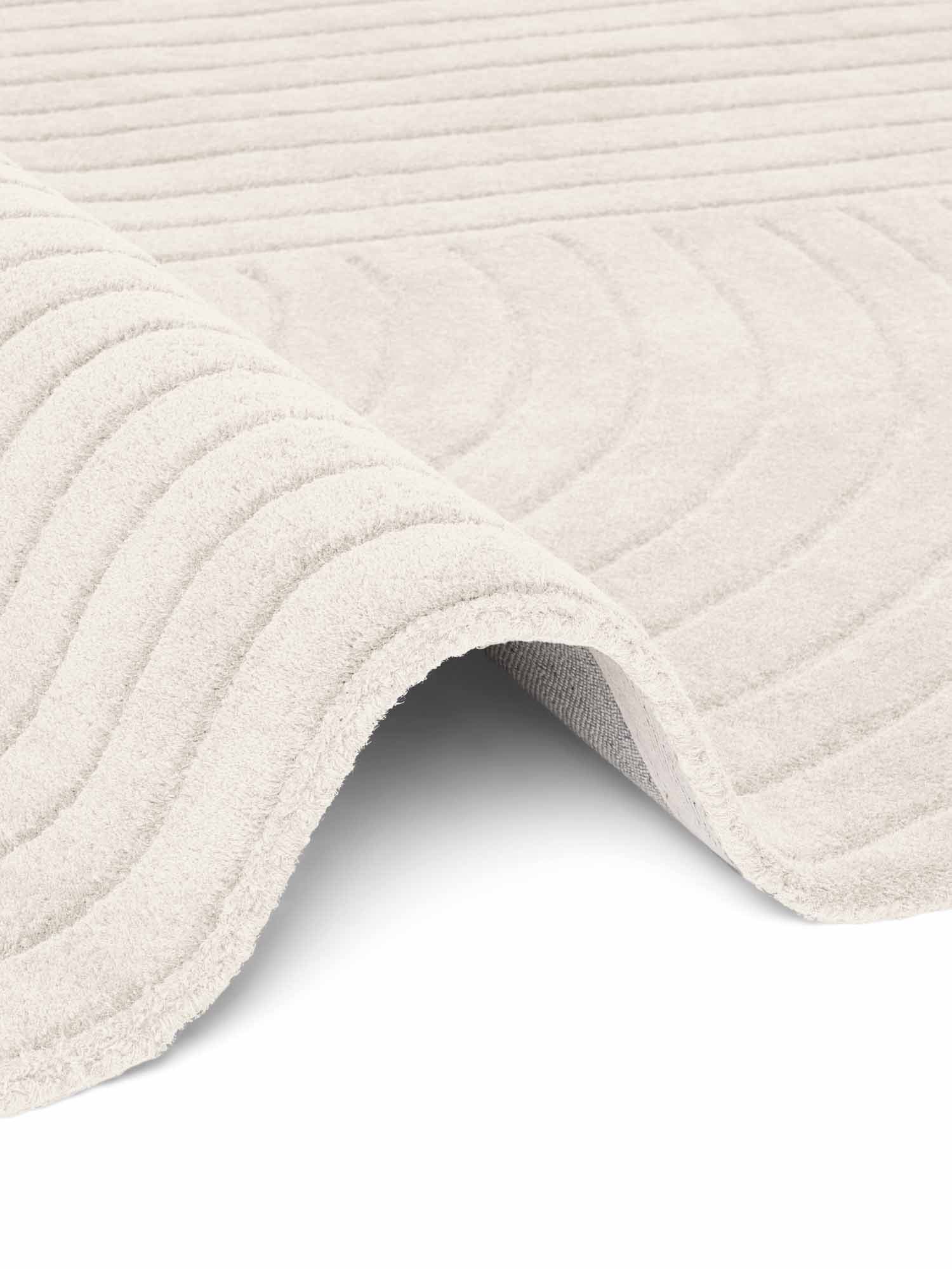 vikosa Wollteppich »Arcura« rund 15 mm Höhe Wolle Handgemacht, Hoch-Tief-Effekt, Geometrisches Linien Wellendesign