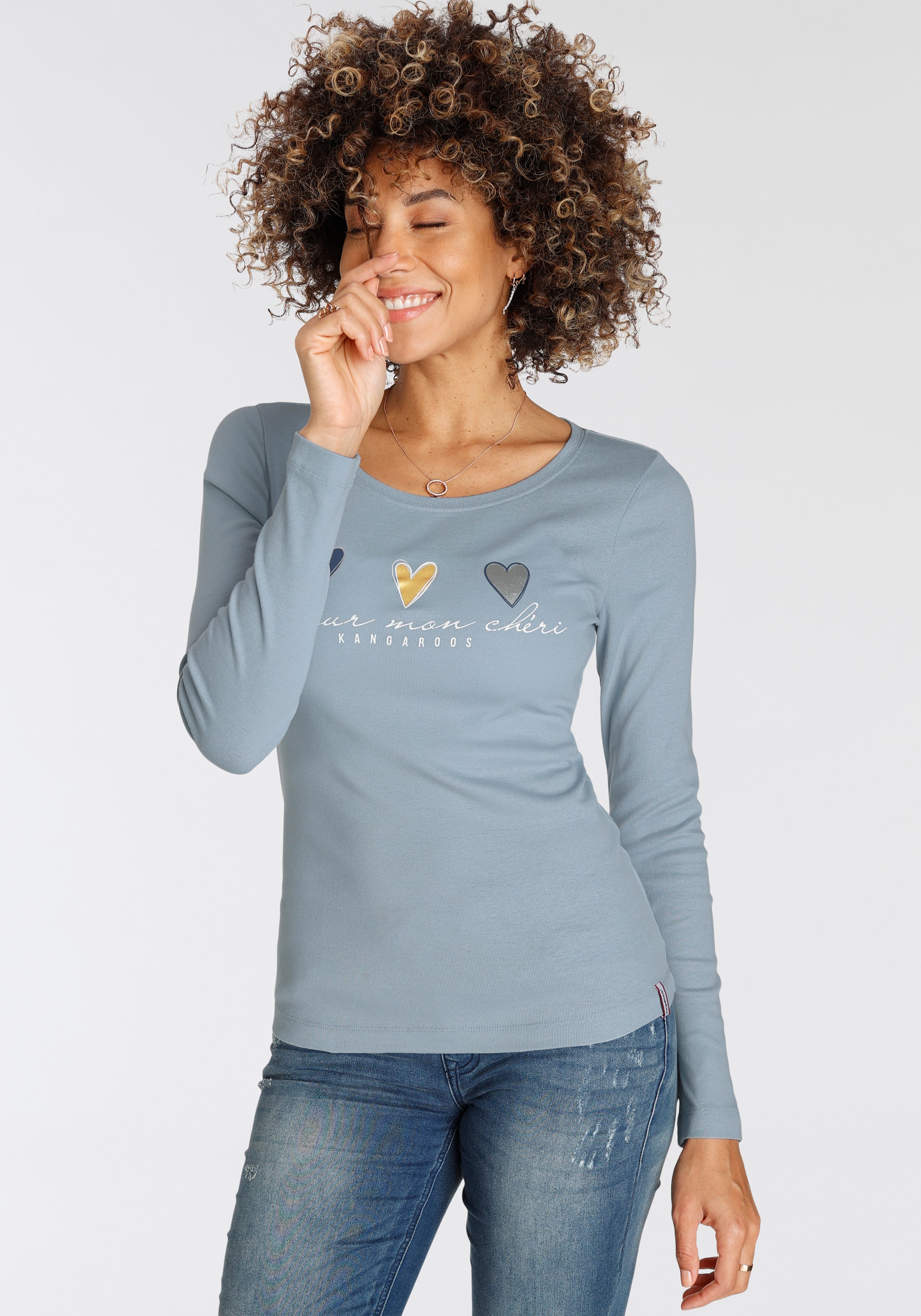KangaROOS Longsleeve, Langarm, sehr figurbetont und hüftbedeckend, mit Herzchen-Detail