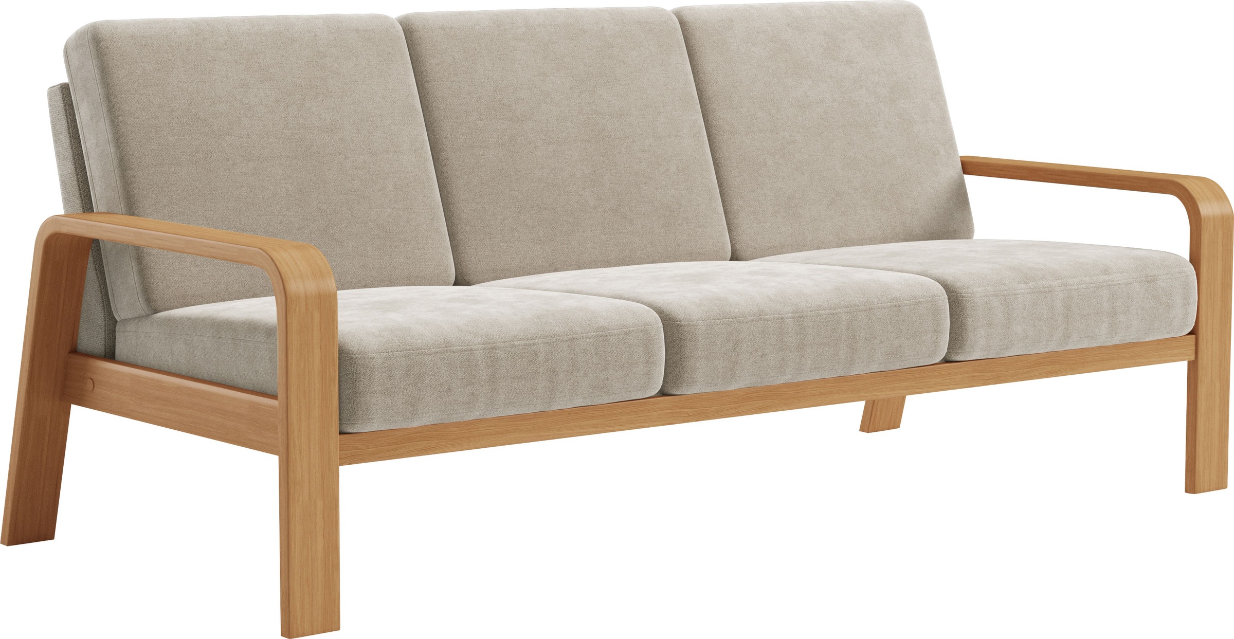 sit&more 3-Sitzer »Kolding«, Armlehnen aus eichefarbigem Buchenholz, verschiedene Bezüge und Farben