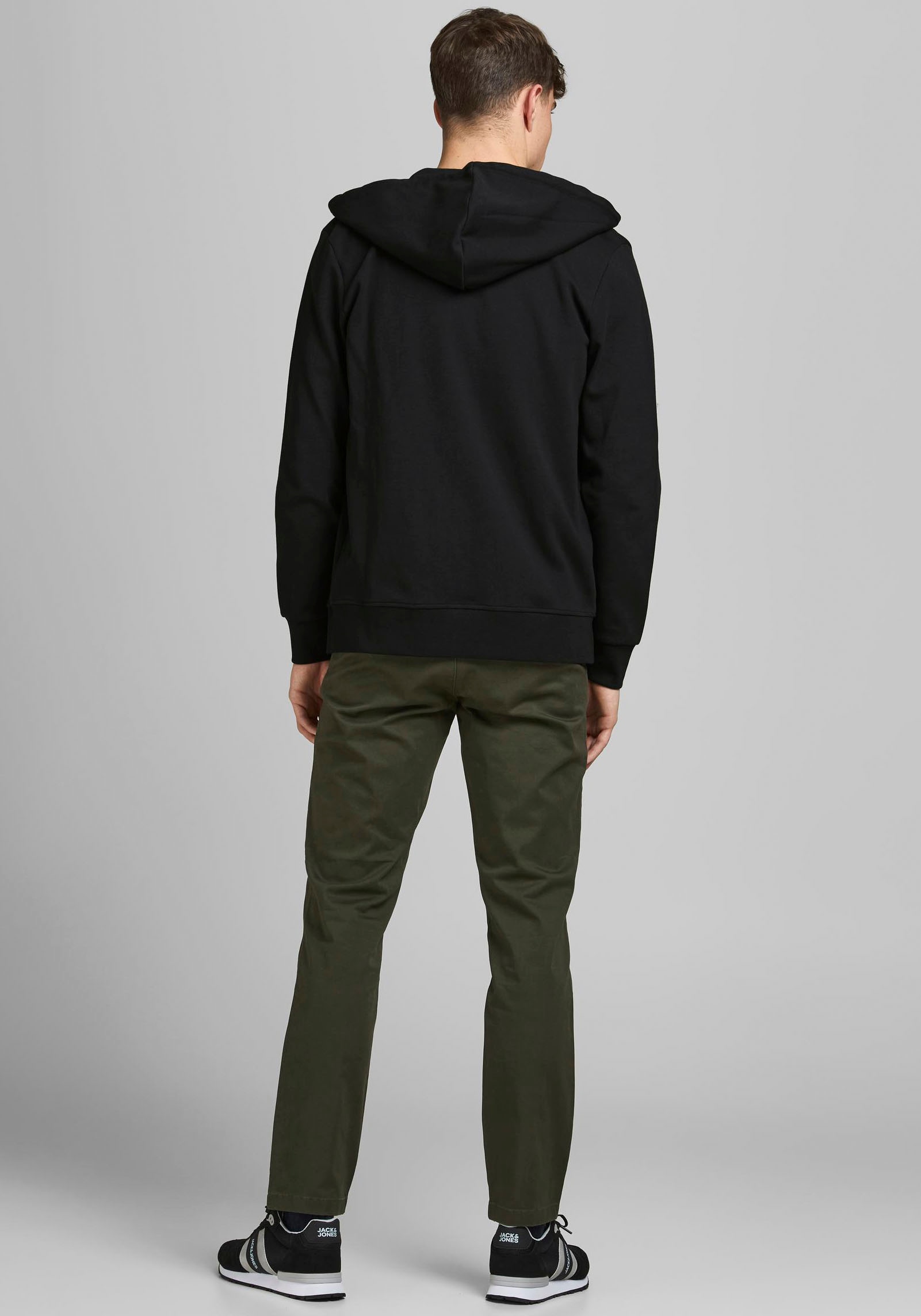 Jack & Jones Kapuzensweatjacke »JJEBASIC Hoodie mit Rippbündchen und angenehmem Tragegefühl«, unifarben, modisch, regular fit, Baumwollmischung, Rundhals
