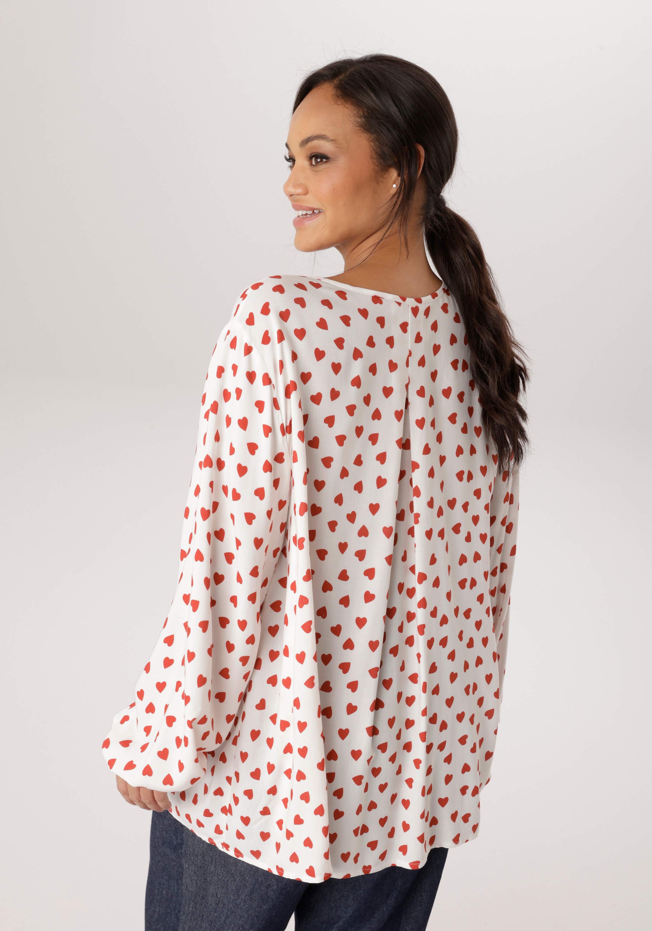 Aniston PLUS Schlupfbluse mir Herzen bedruckt - NEUE KOLLEKTION