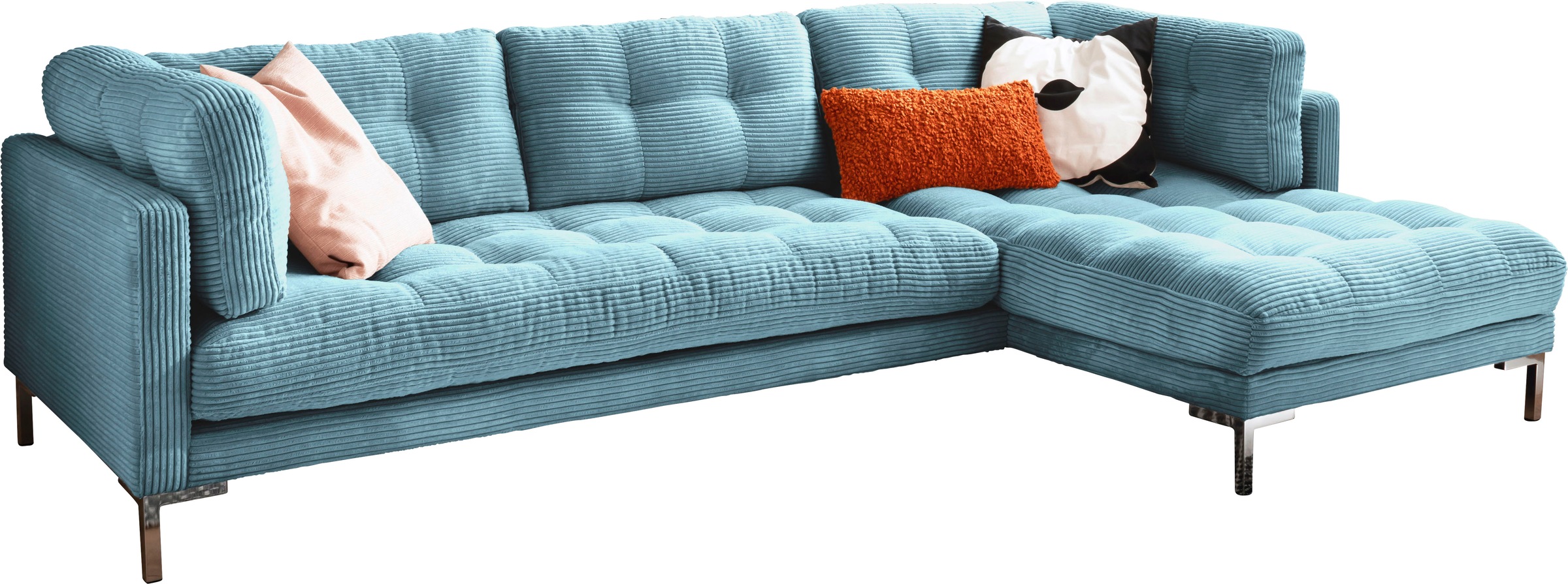Trends by HG Ecksofa »Landau L-Form«, in Cord-Stoff mit Metallfuß günstig online kaufen