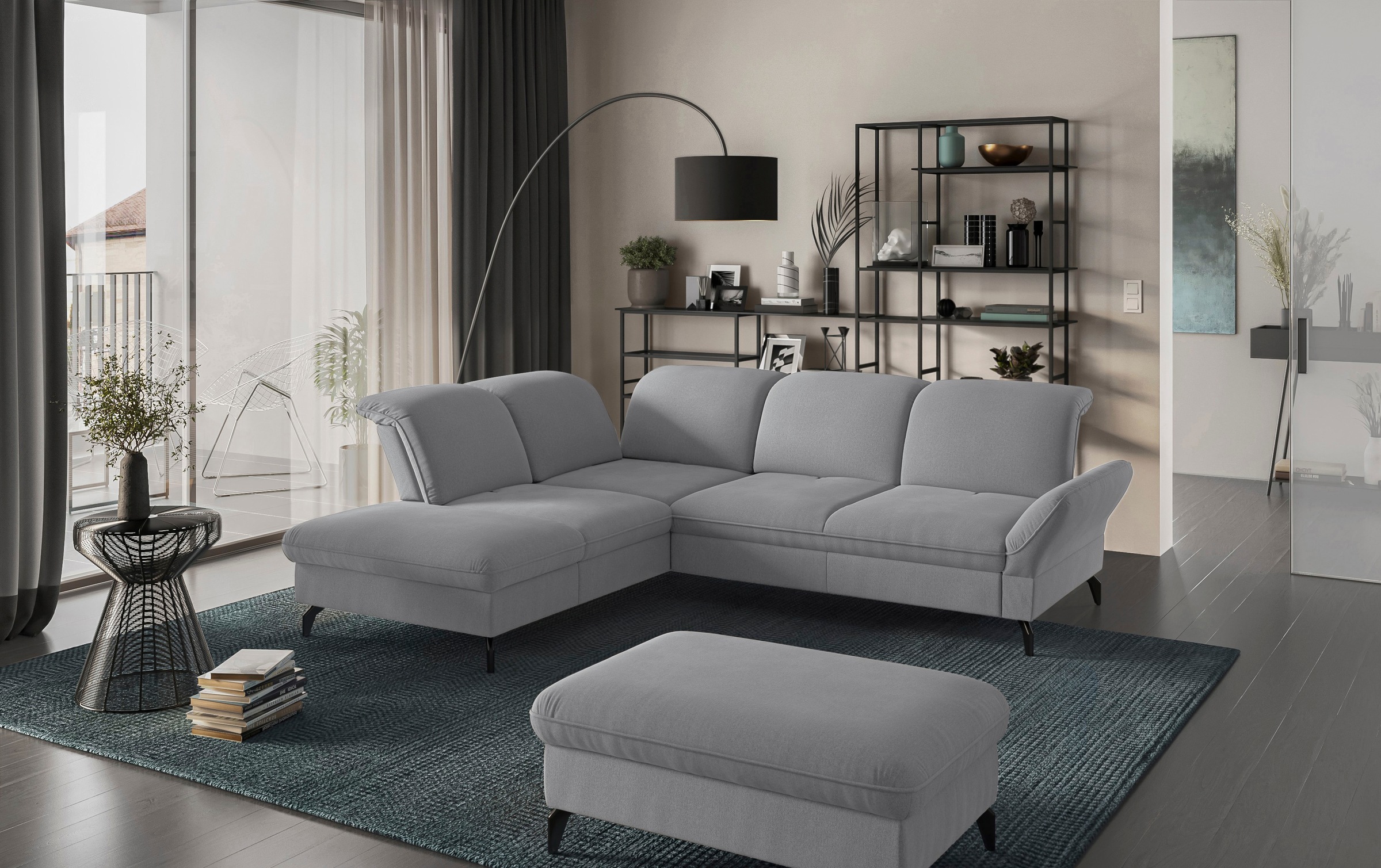 Ecksofa »Leandro L-Form« Wahlweise mit Bett-, Kopfteil - und Armlehnfunktio günstig online kaufen