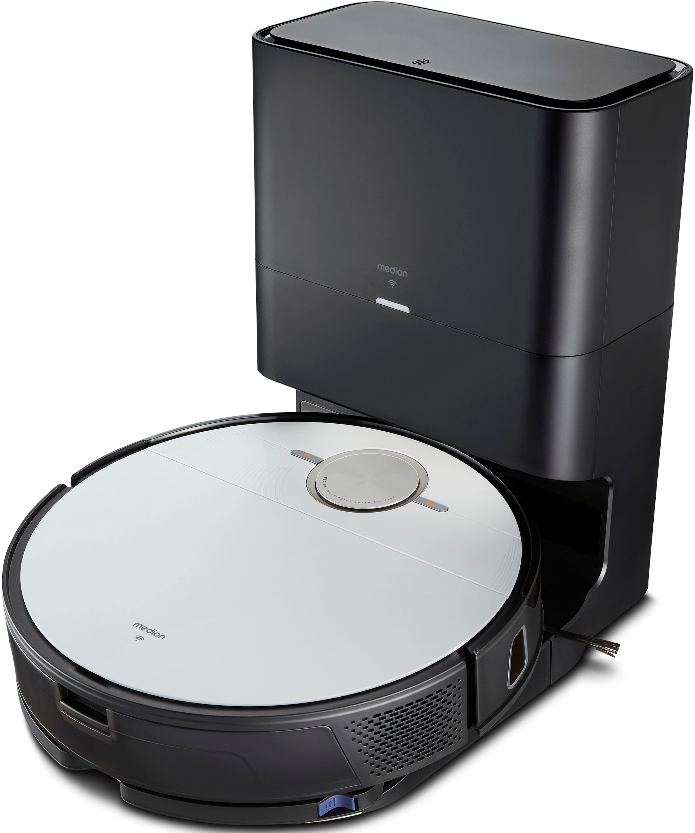 Medion® Saugroboter »X50 SW (MD 20004), Absaugstation, 8 kPa Saugleistung, Lasernavigation«, Teppicherkennung, No Go & Go Bereiche, App-Steuerung