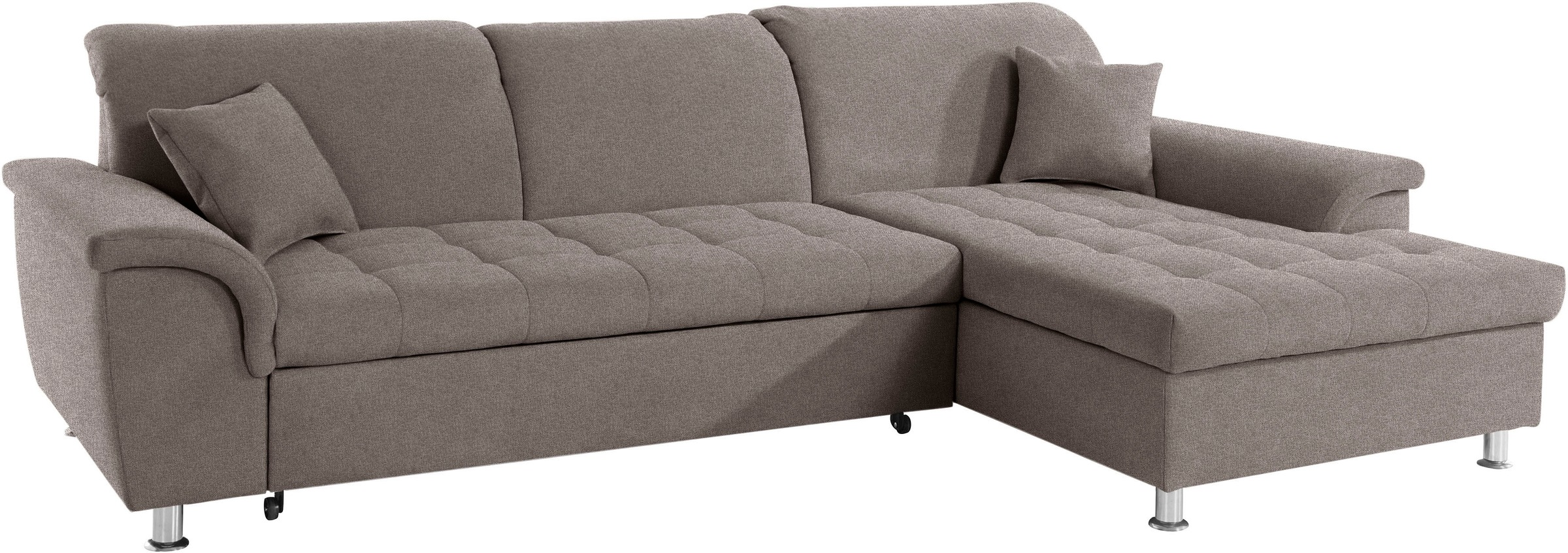 DOMO collection Ecksofa »Franzi, zeitlos und elegant, moderne Sitzheftung, L-Form«, wahlweise mit Kopfteilverstellung (dann Tiefe: 170 cm)
