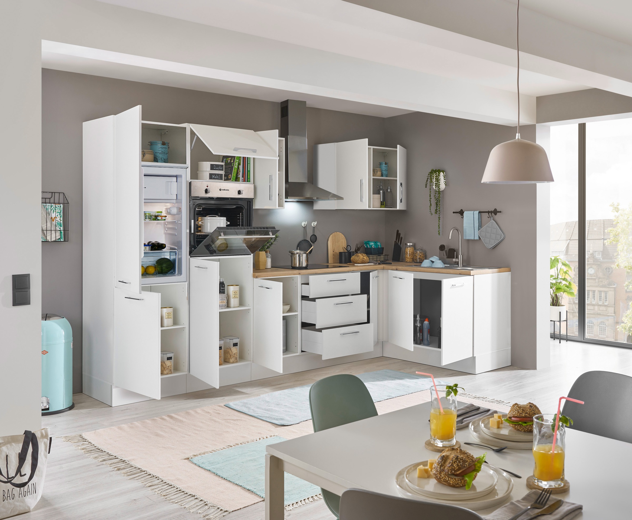 BASIC by Balculina Winkelküche »Turin«, Stellbreite 330x175 cm, wahlweise mit E-Geräten