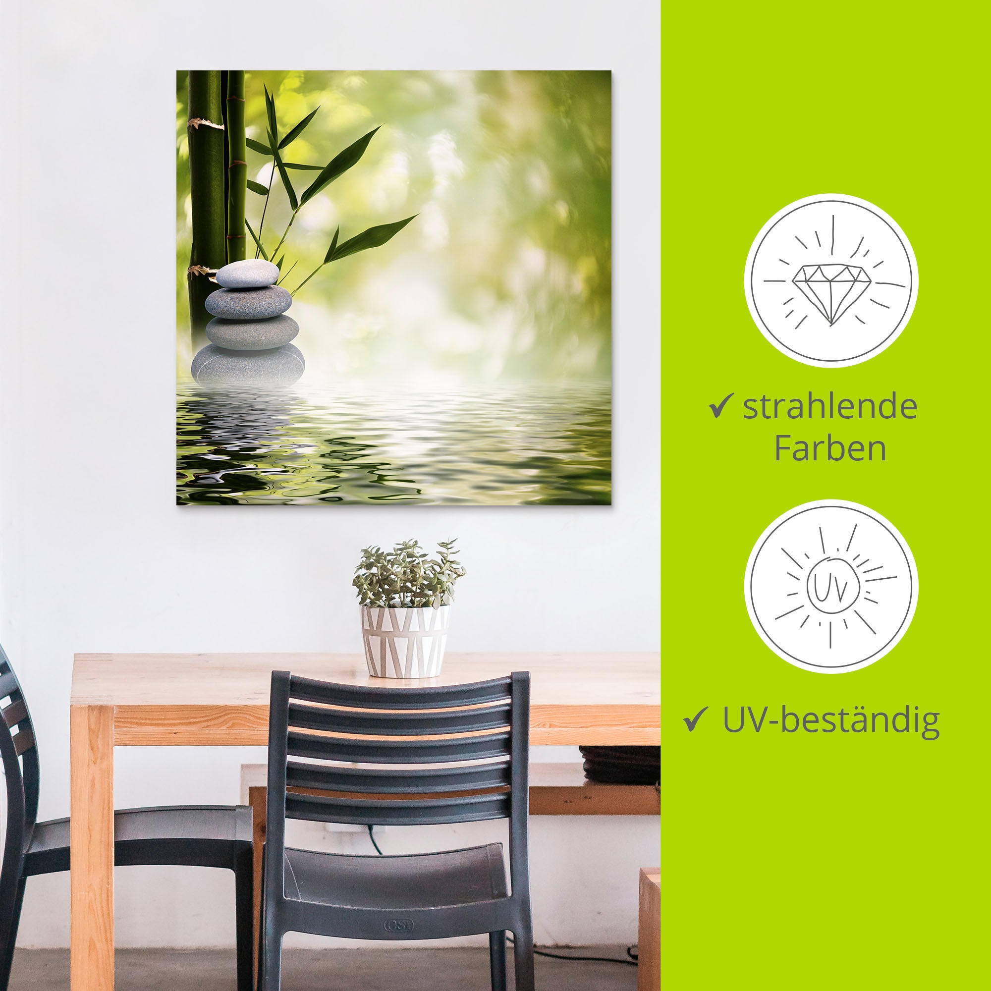 Artland Wandbild »Asiatische Spa Steine«, Spa, (1 St.), als Alubild, Outdoorbild, Leinwandbild, Poster, Wandaufkleber