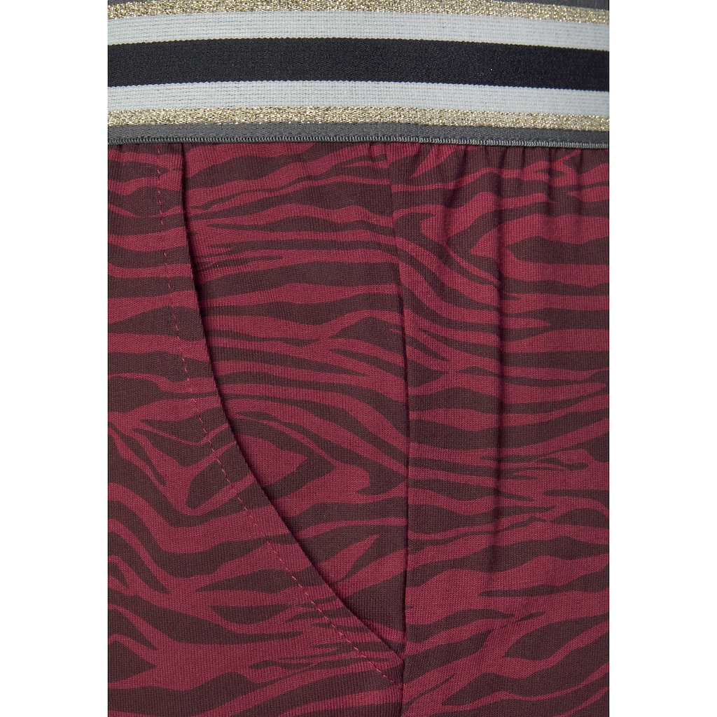 s.Oliver Pyjama, (2 tlg., 1 Stück), lange Hose mit Animal-Print