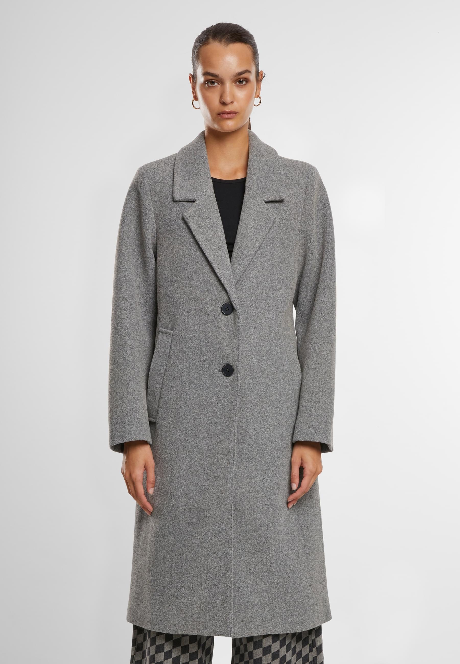 URBAN CLASSICS Winterjacke »Urban Classics Ladies Basic Coat« 1 Stk. tlg. ohne Kapuze