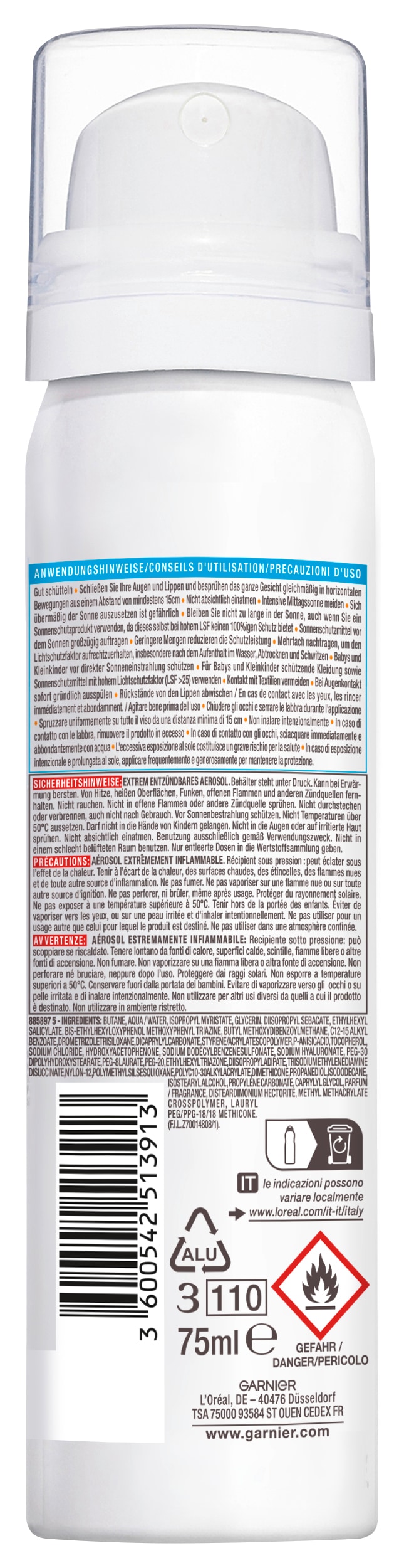 GARNIER After Sun-Spray »Garnier Ambre Solaire Super UV Over Make-up Spray«