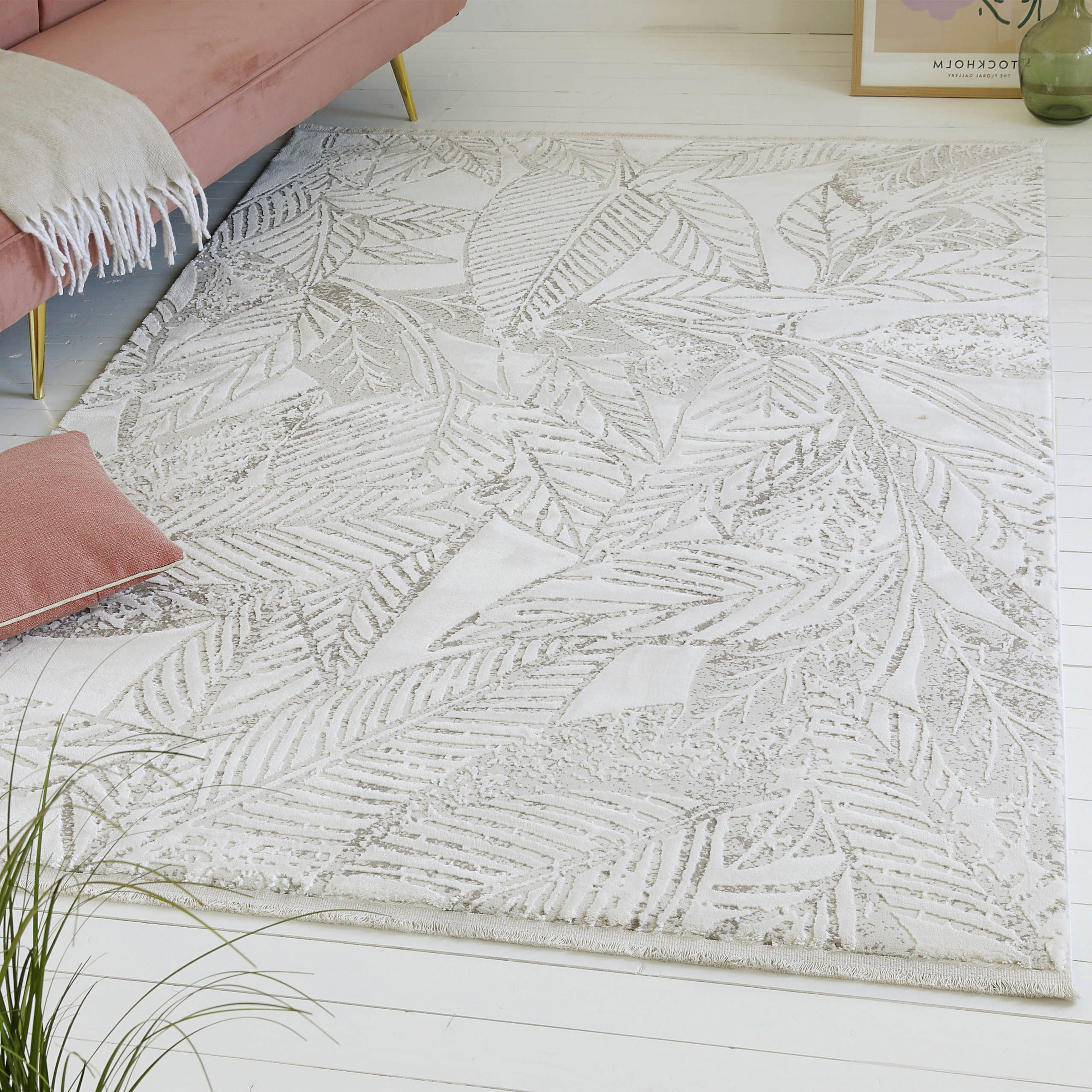 my home Teppich »Cirsten«, rechteckig, 10 mm Höhe, Kurzflor, florales, Bätt günstig online kaufen