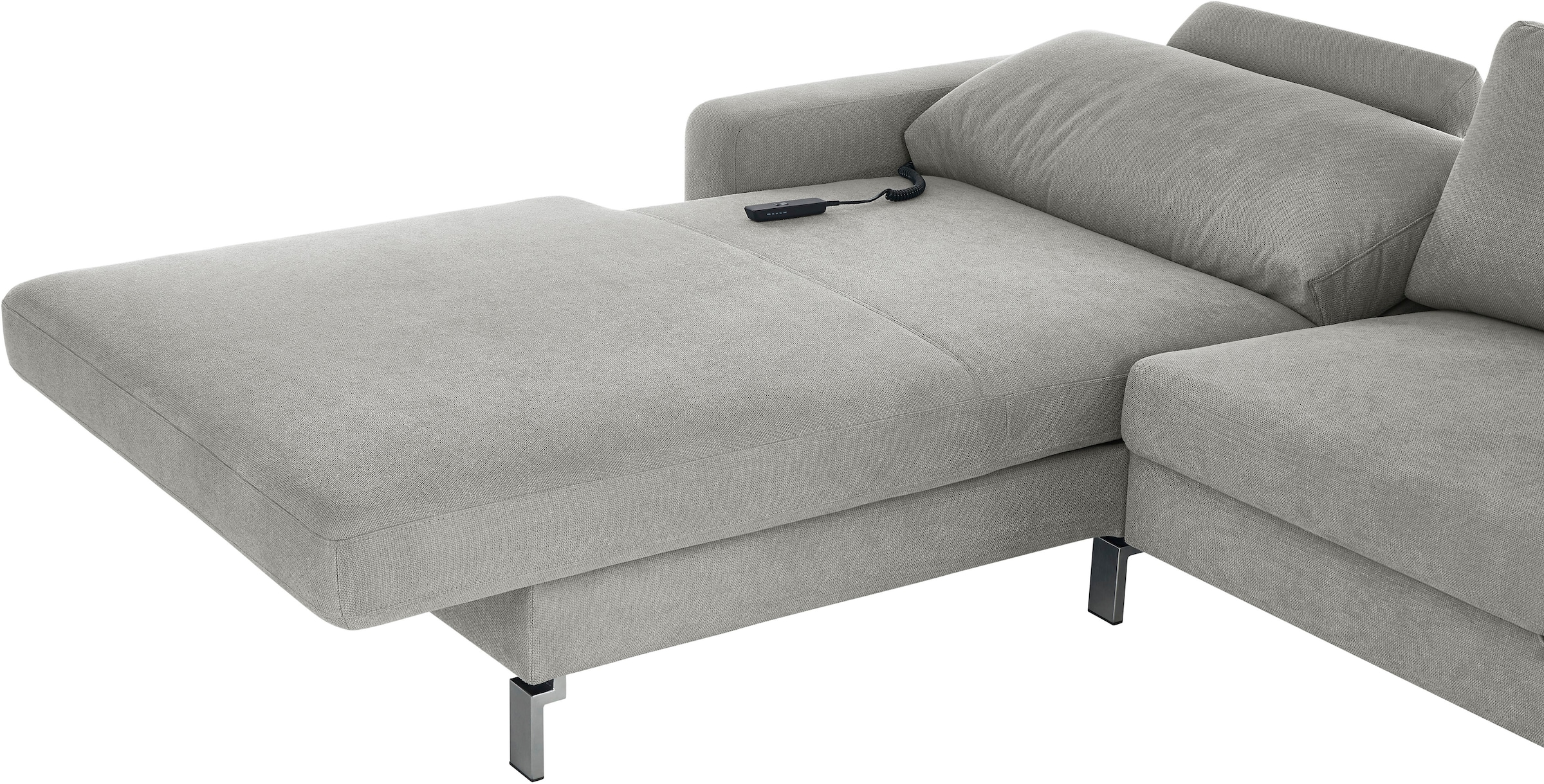 3C Candy Ecksofa »Lecce, wahlweise PUR-Schaumstoff oder Tonnentaschenfederkern«, Bett im 2,5-Sitzer, teilmotorische Schlaffunktion im Longchair, L-Form