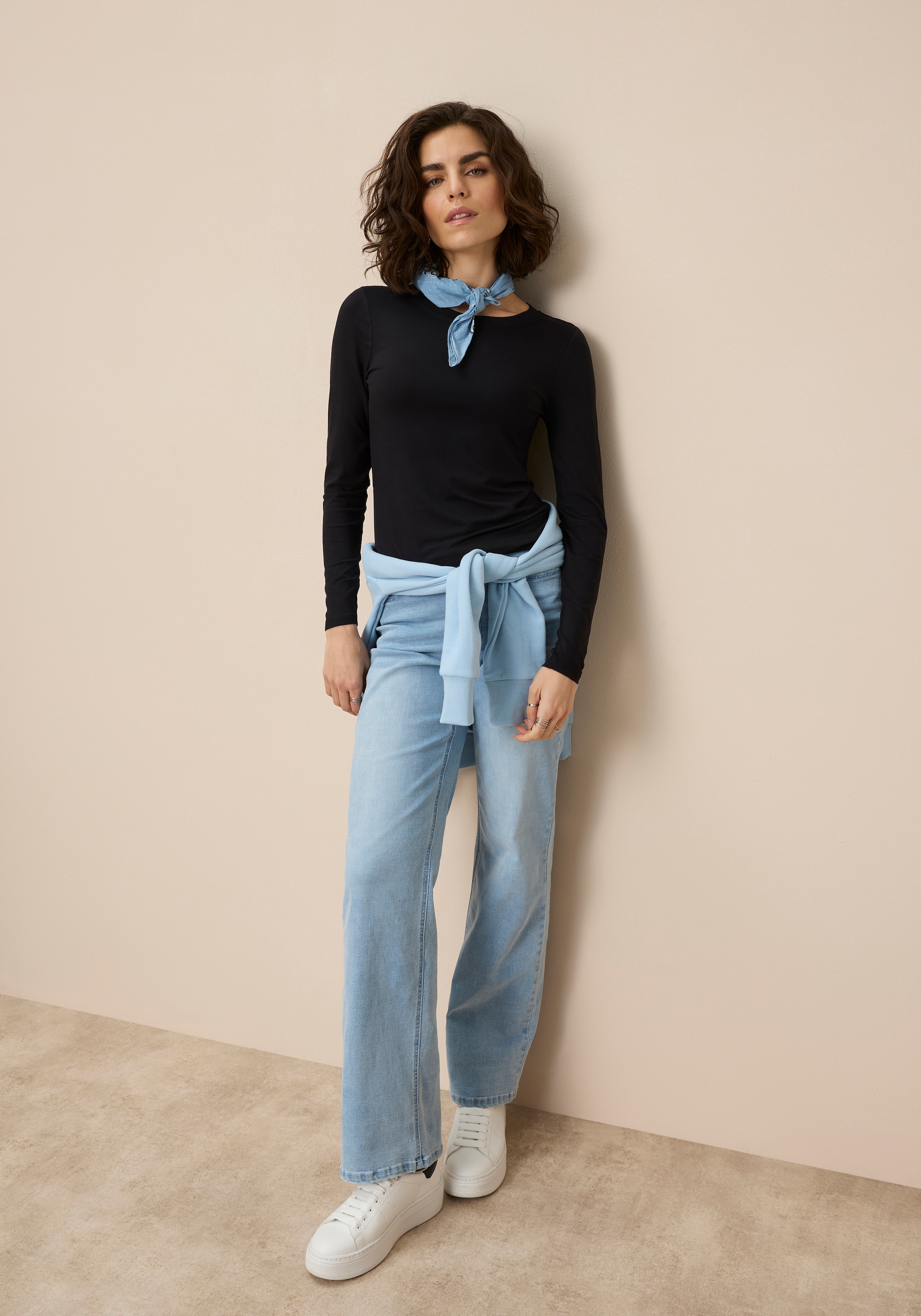 Tamaris Langarmshirt langärmliges Basicshirt mit Rundhalsausschnitt