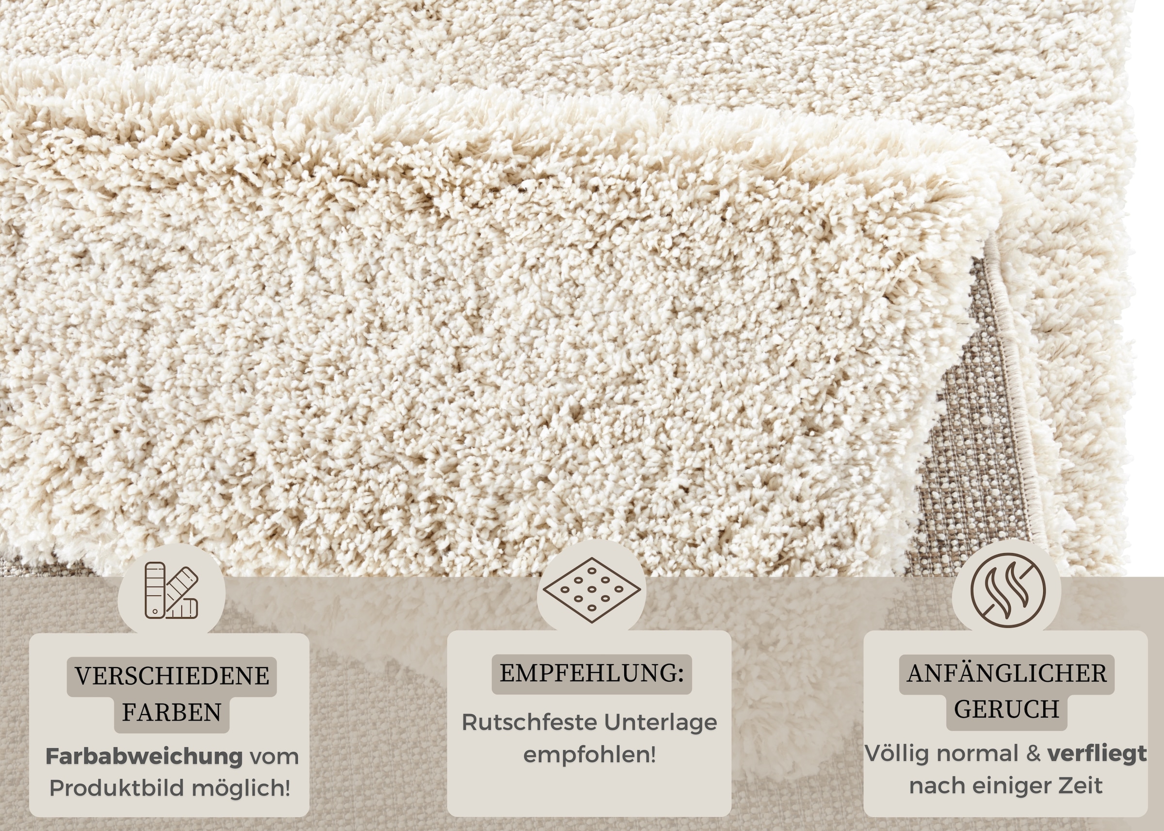HANSE Home Hochflor-Teppich »Venice«, rechteckig, 45 mm Höhe, meliert, Shaggy, dichter Flor, Uni, robust, Langflor, Wohnzimmer