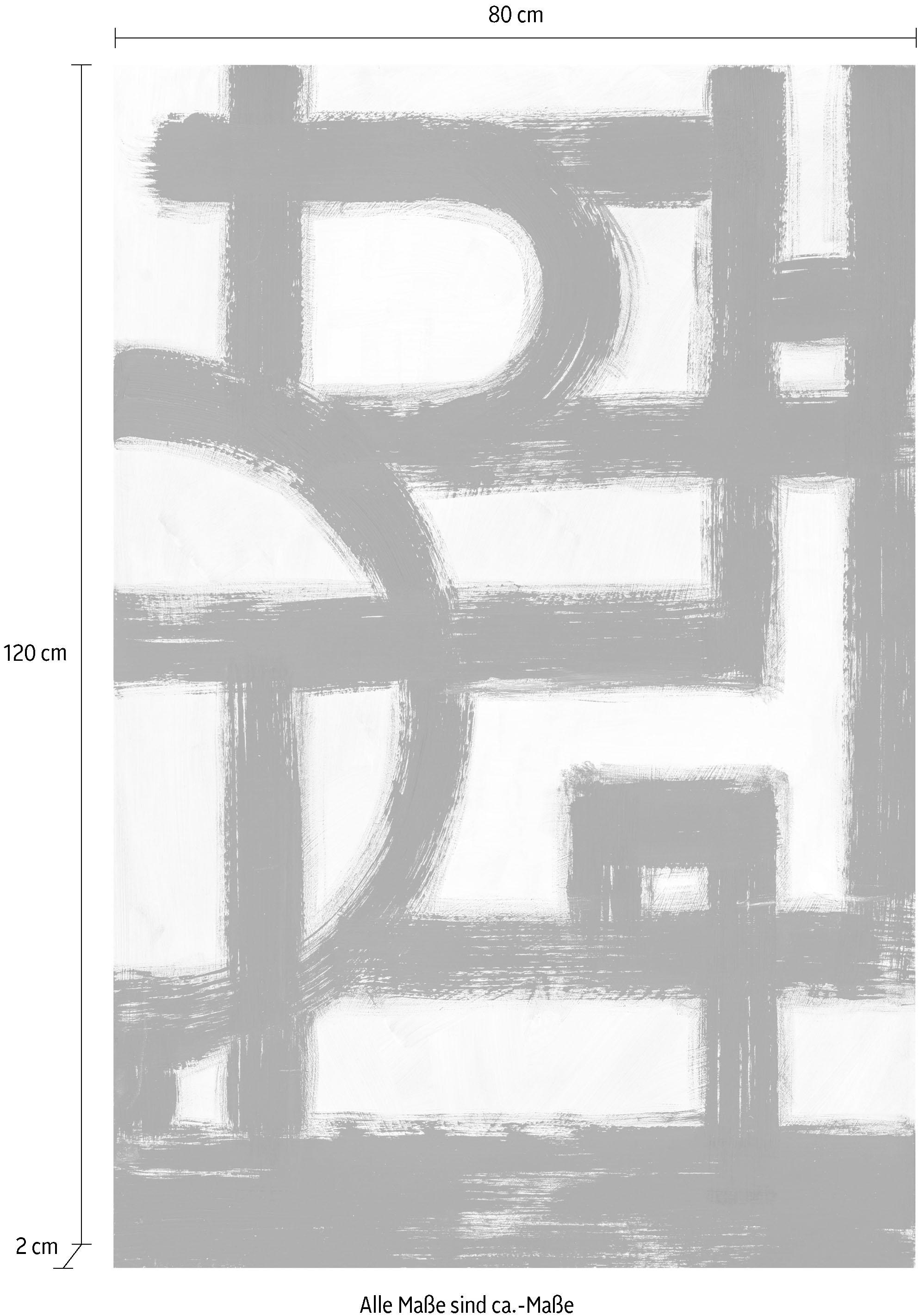 PLACES OF STYLE Leinwandbild »Abstrakte Kunst« Abstrakte | Kunst | Modern | Schwarz-Weiß Premium-Leinwandstoff, Handarbeit aus Deutschland, 120x80cm