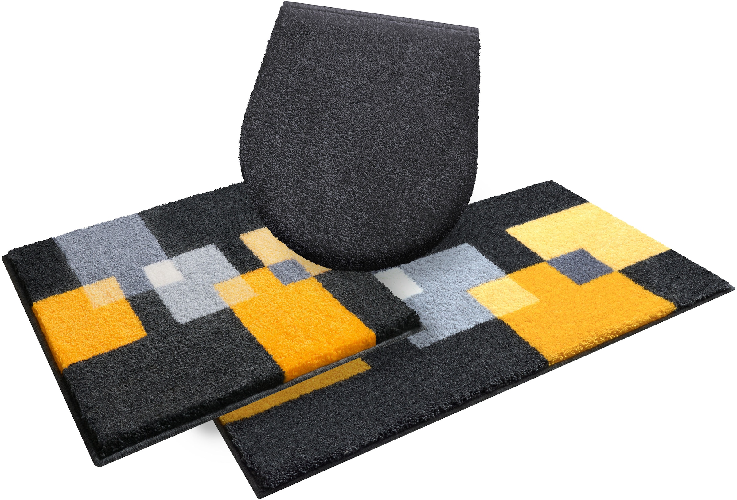 Grund Badematte »Paxos«, rutschhemmend beschichtet, strapazierfähig-fußbodenheizungsgeeignet, geometrisches Design, modern, flauschig, softer Flor, Made in Europe