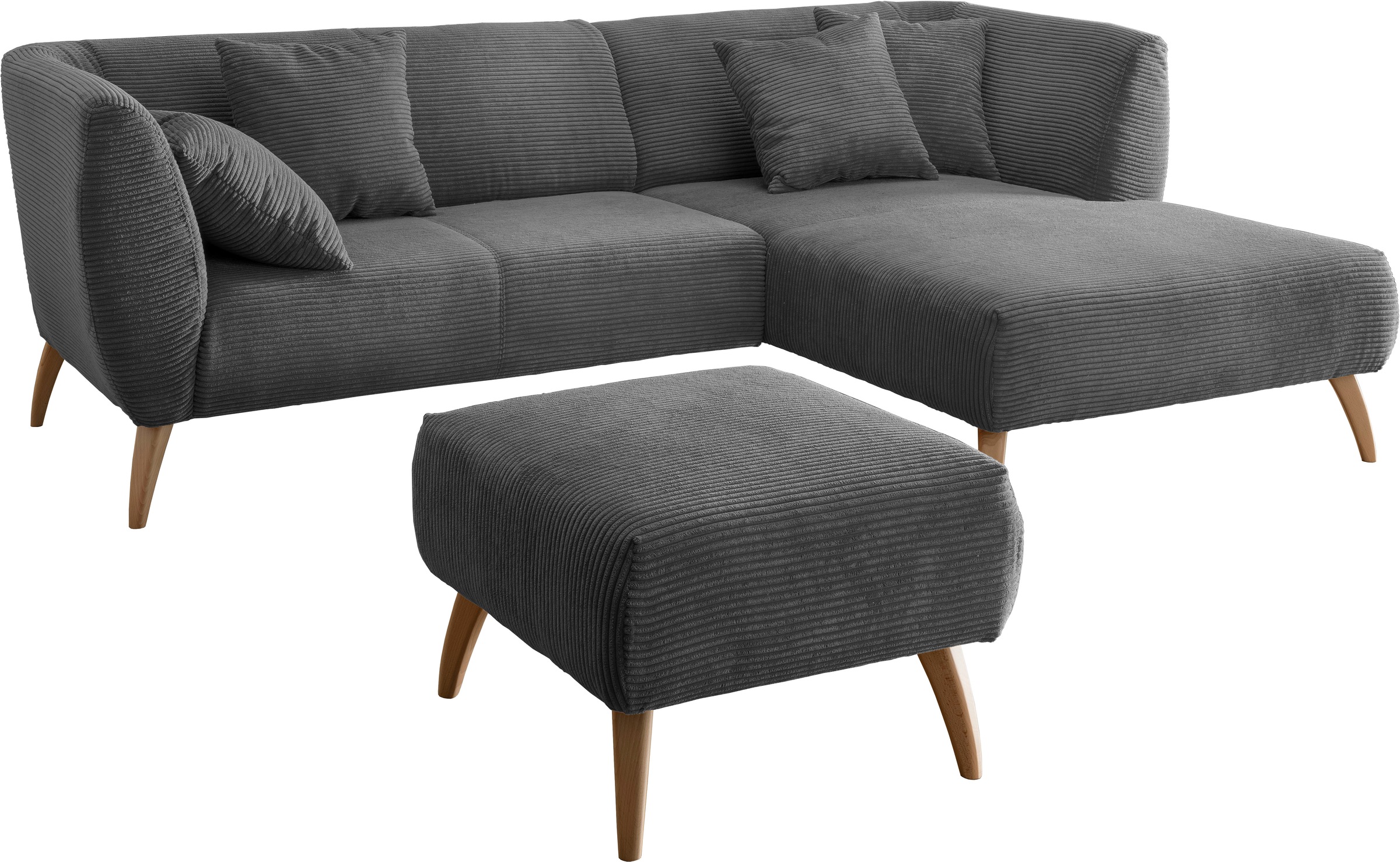 INOSIGN Ecksofa »Colori L-Form«, Holzfußfarbe wählbar, inkl. 4x Zierkissen günstig online kaufen