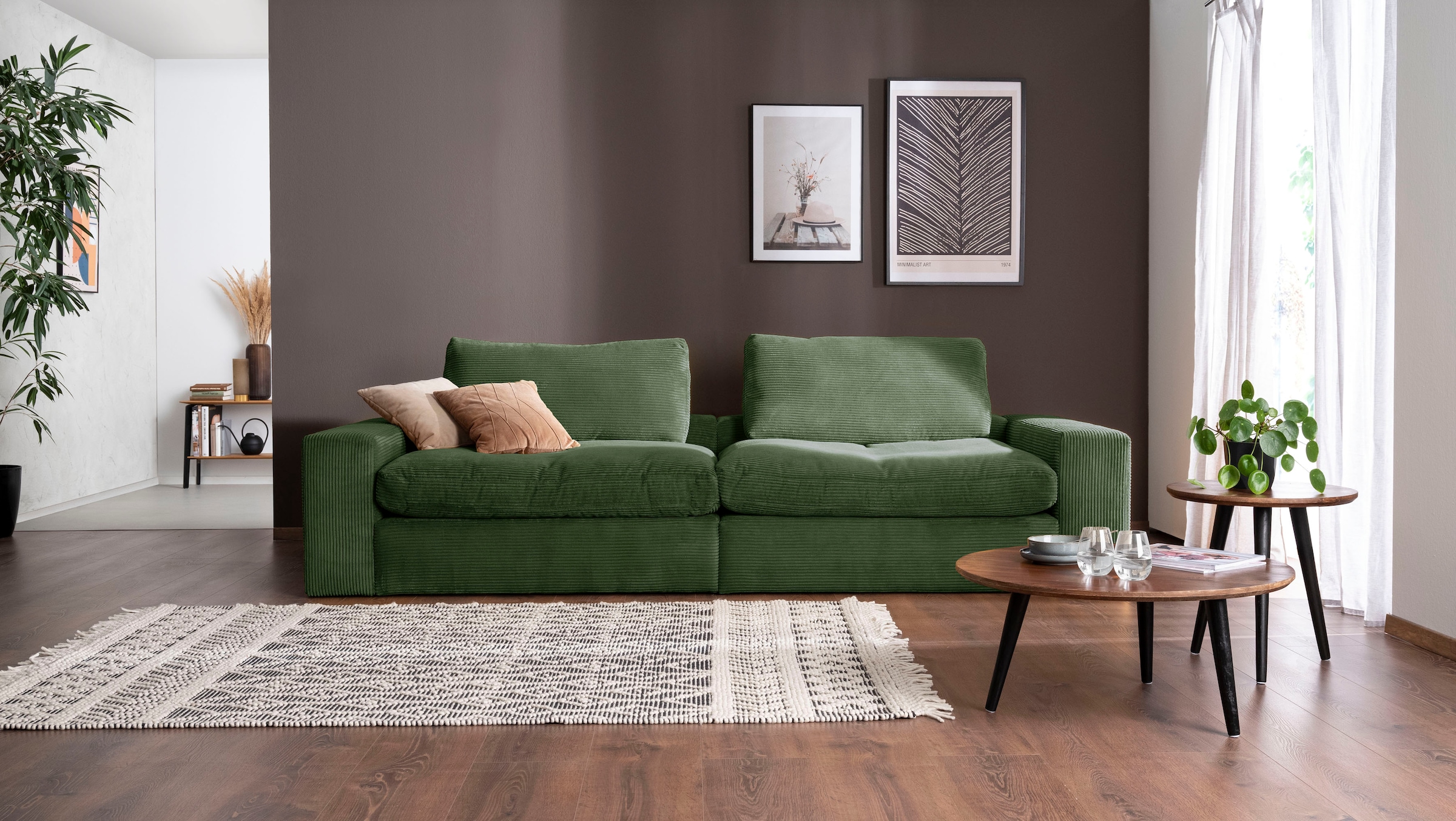 alina Big-Sofa »Sandy«, 296 cm breit und 98 cm tief, in modernem Cordstoff