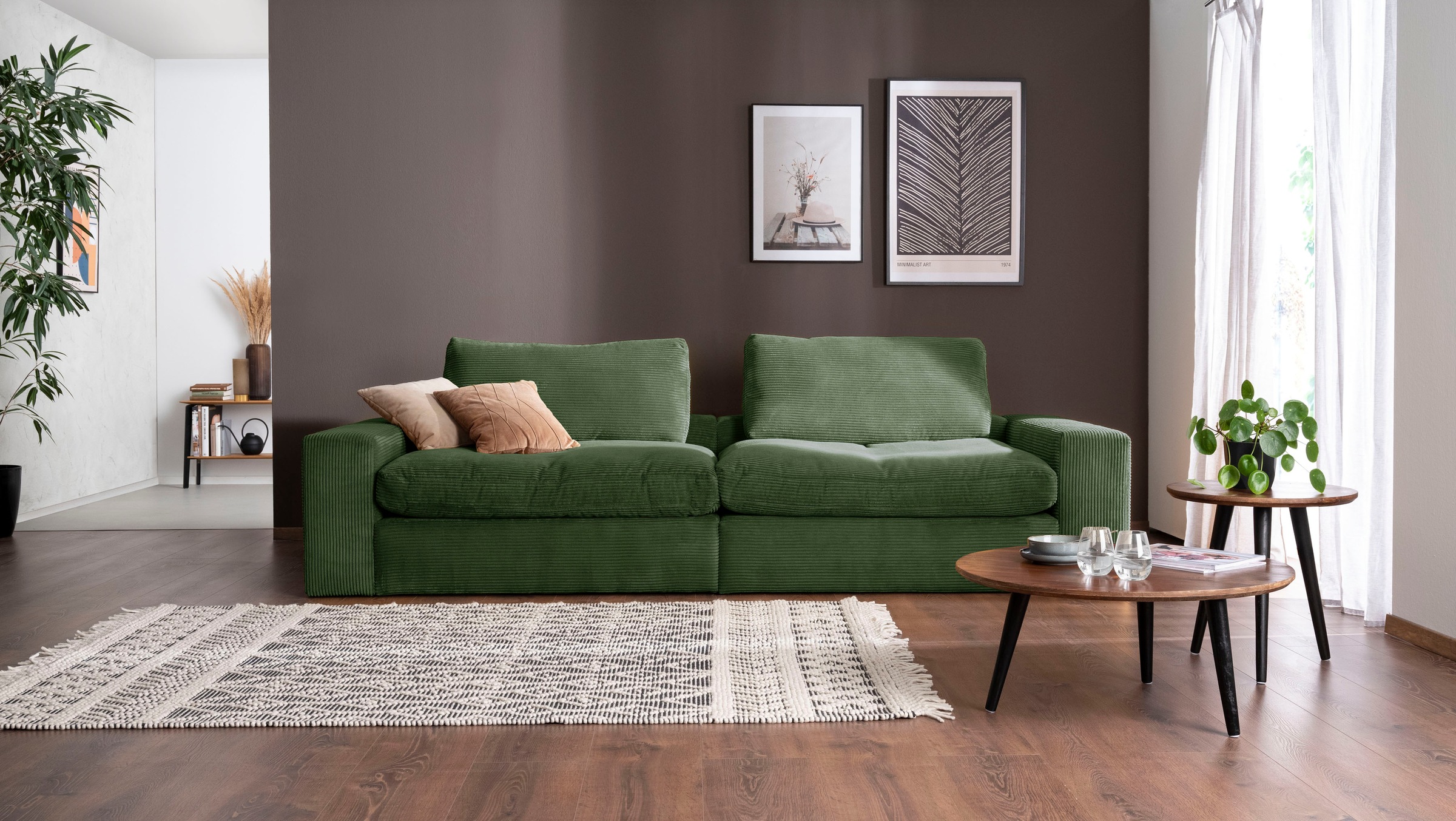 alina Big-Sofa "Sandy", 296 cm breit und 123 cm tief, in modernem Cordstoff günstig online kaufen