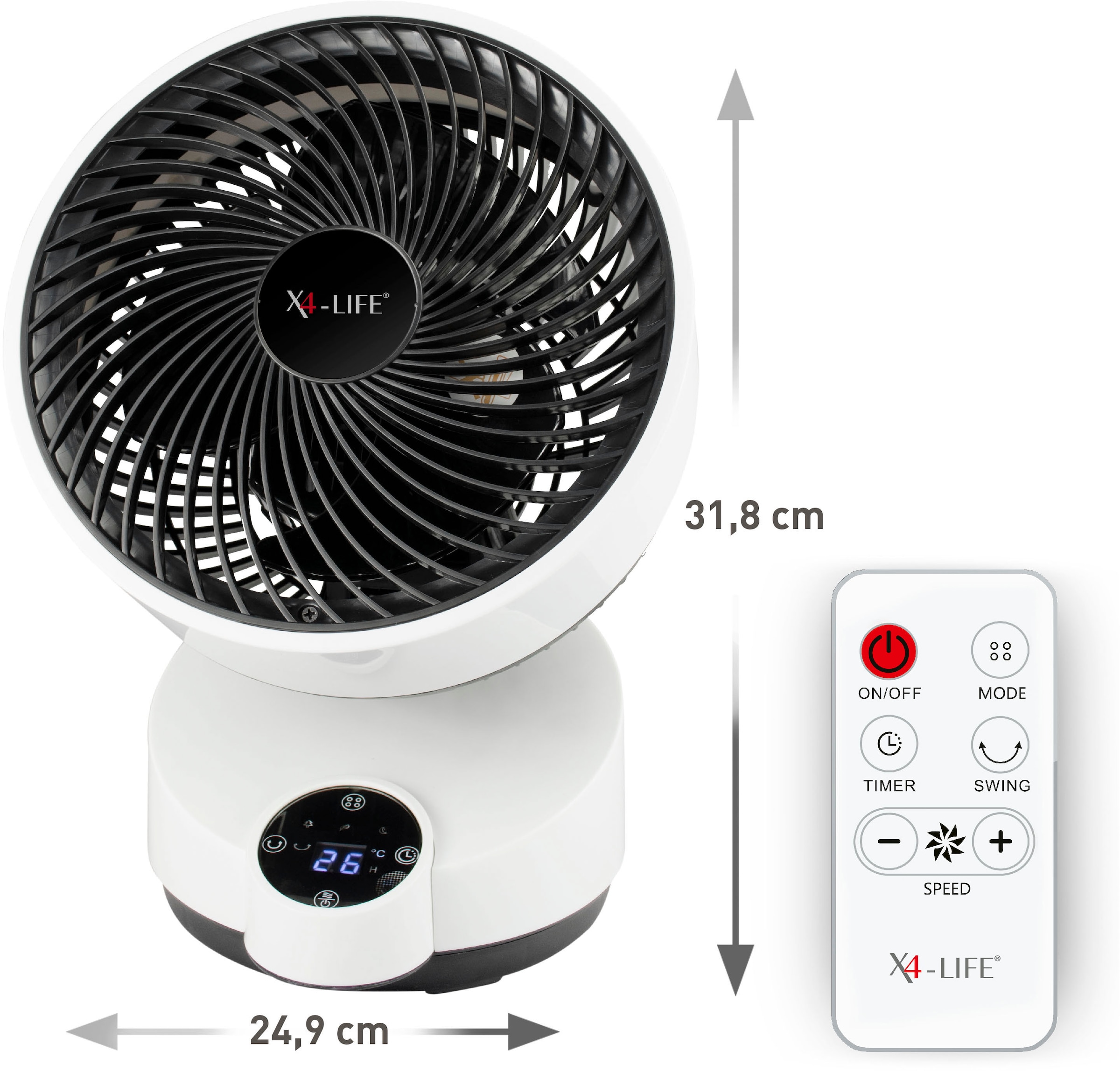 X4-Life Tischventilator »Fan Pinguin DX«, mit Timer und Fernbedienung