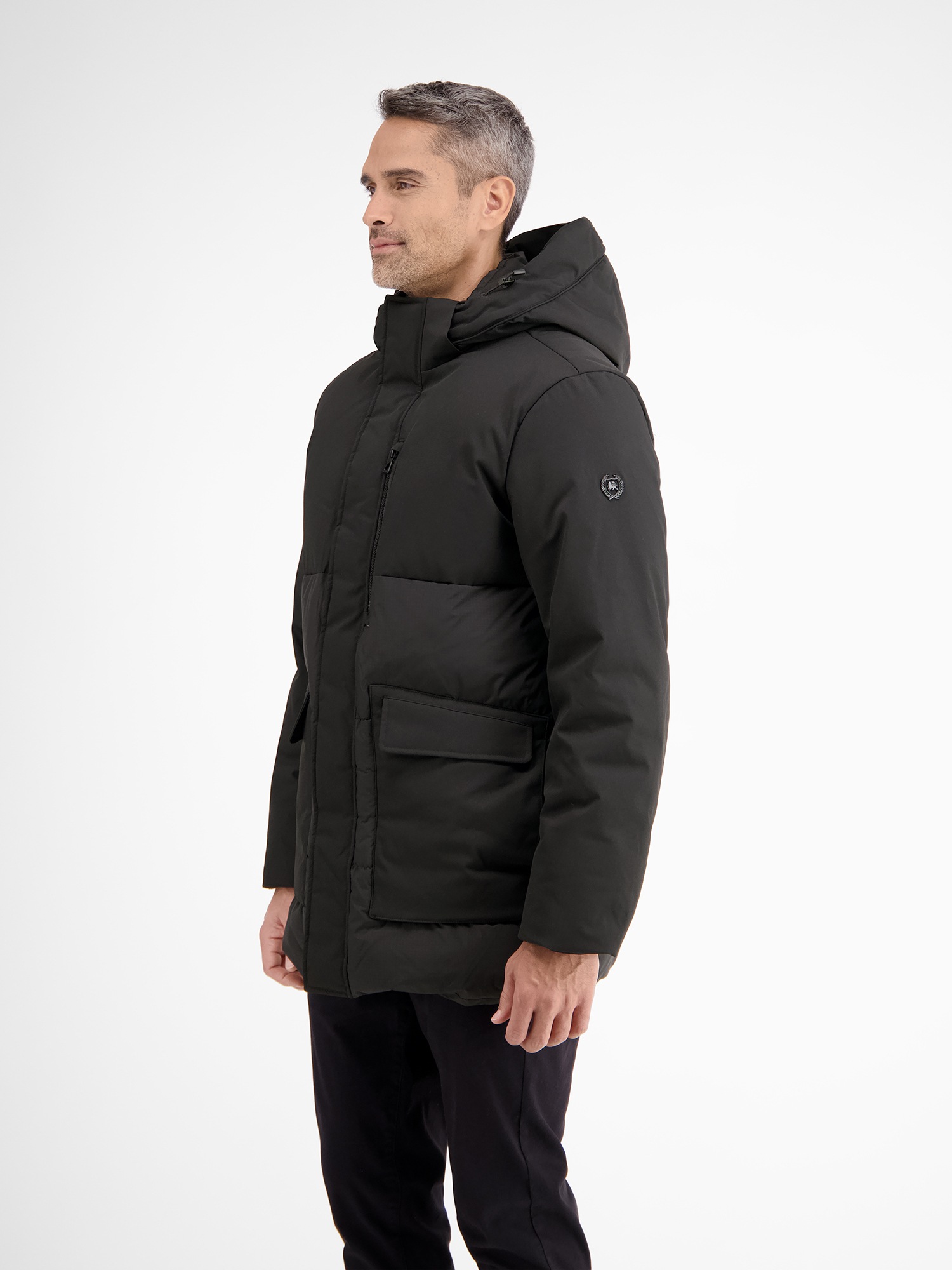 LERROS Parka »LERROS Funktionsparka in Shell-Materialmix, dick gefüttert«, mit Kapuze, Wasser- und windabweisend, atmungsaktiv