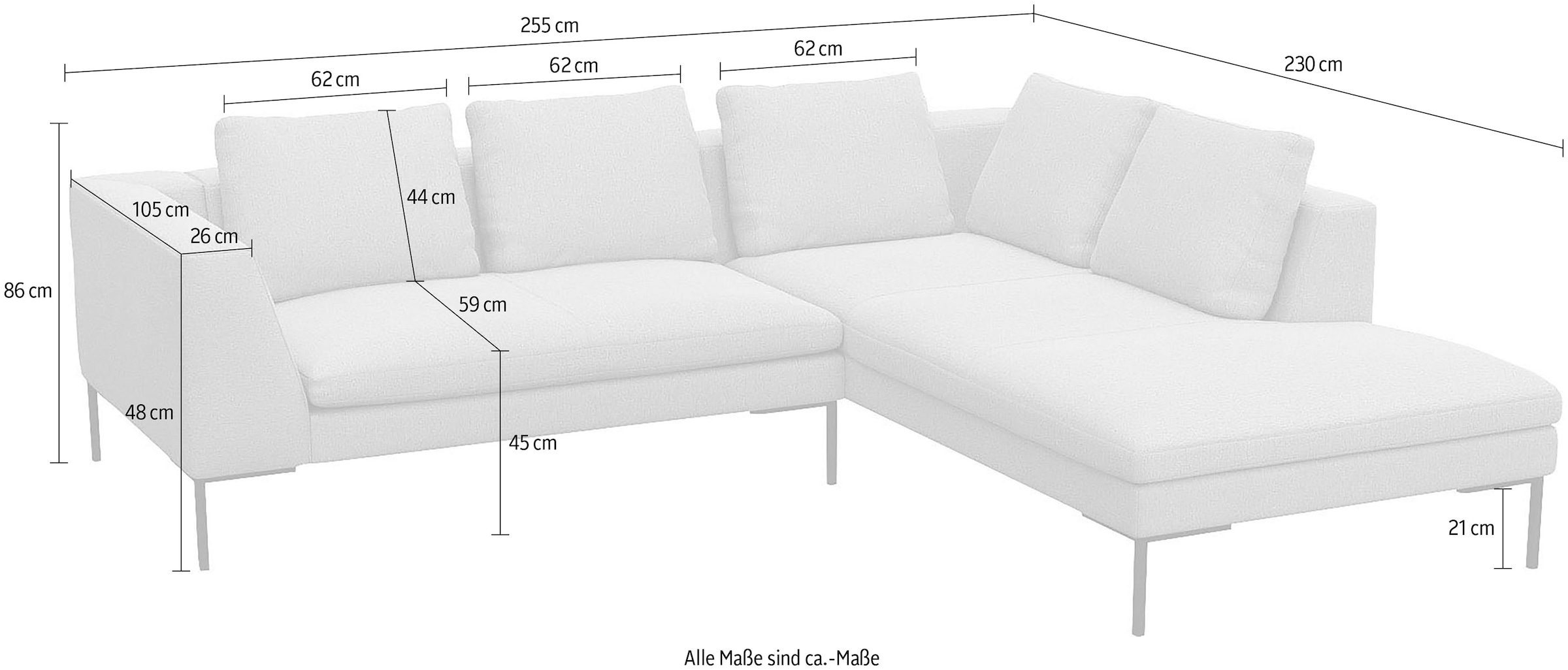 FLEXLUX Ecksofa »Loano, superbequemer Sitzkomfort durch Kaltschaum im Sitz, L-Form«, modernes Sofa, frei im Raum stellbar, lose Kissen, hoher Fuß