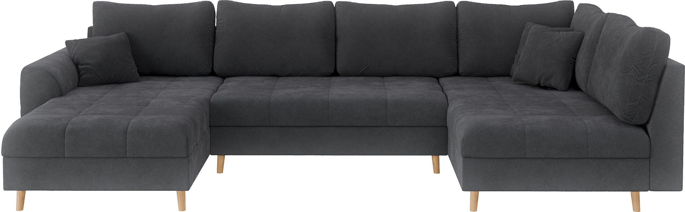 Home affaire Wohnlandschaft »CHARRE U-Form mit Ottomane, Maße B/T/H: 310/161/81 cm«, feine Steppung, lose Rücken- und Zierkissen, auch in Cord und Bouclé