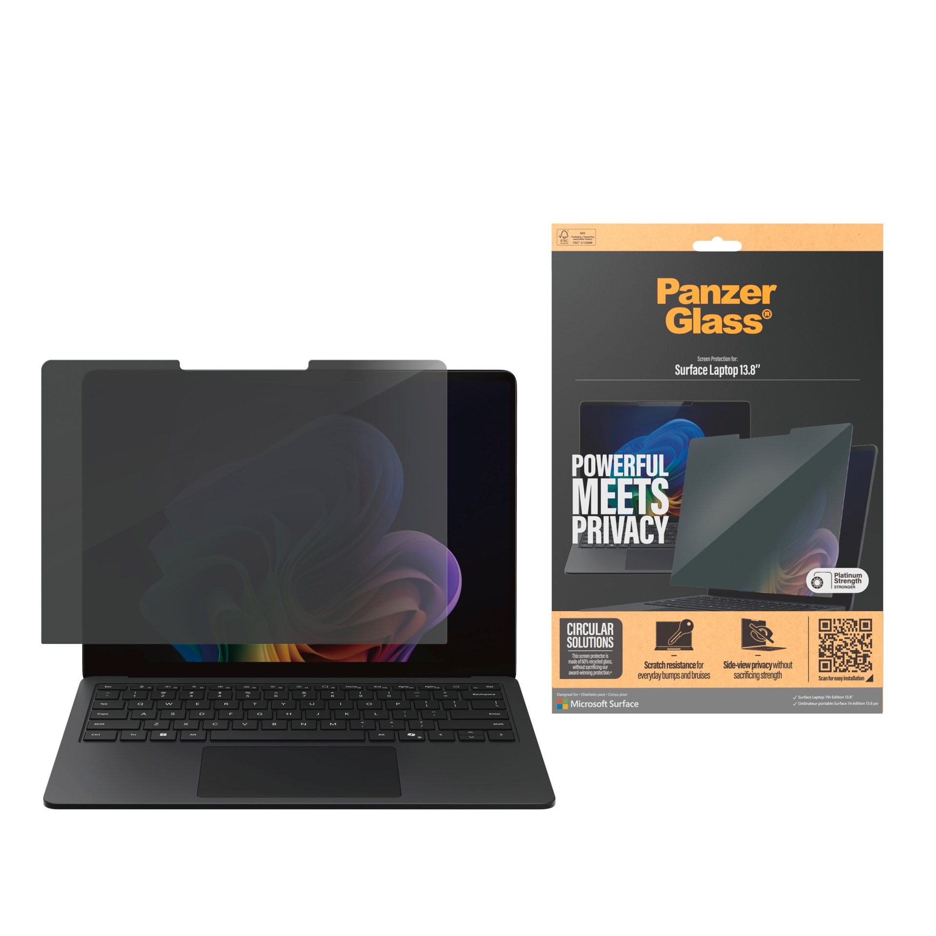 CARE by PanzerGlass Displayschutzfolie »Privacy Filter Screen Protector«, für Microsoft Laptop 13.8 7th Edition, Displayschutz, Schutzfolie, Blickschutz, kratz- & stoßfest