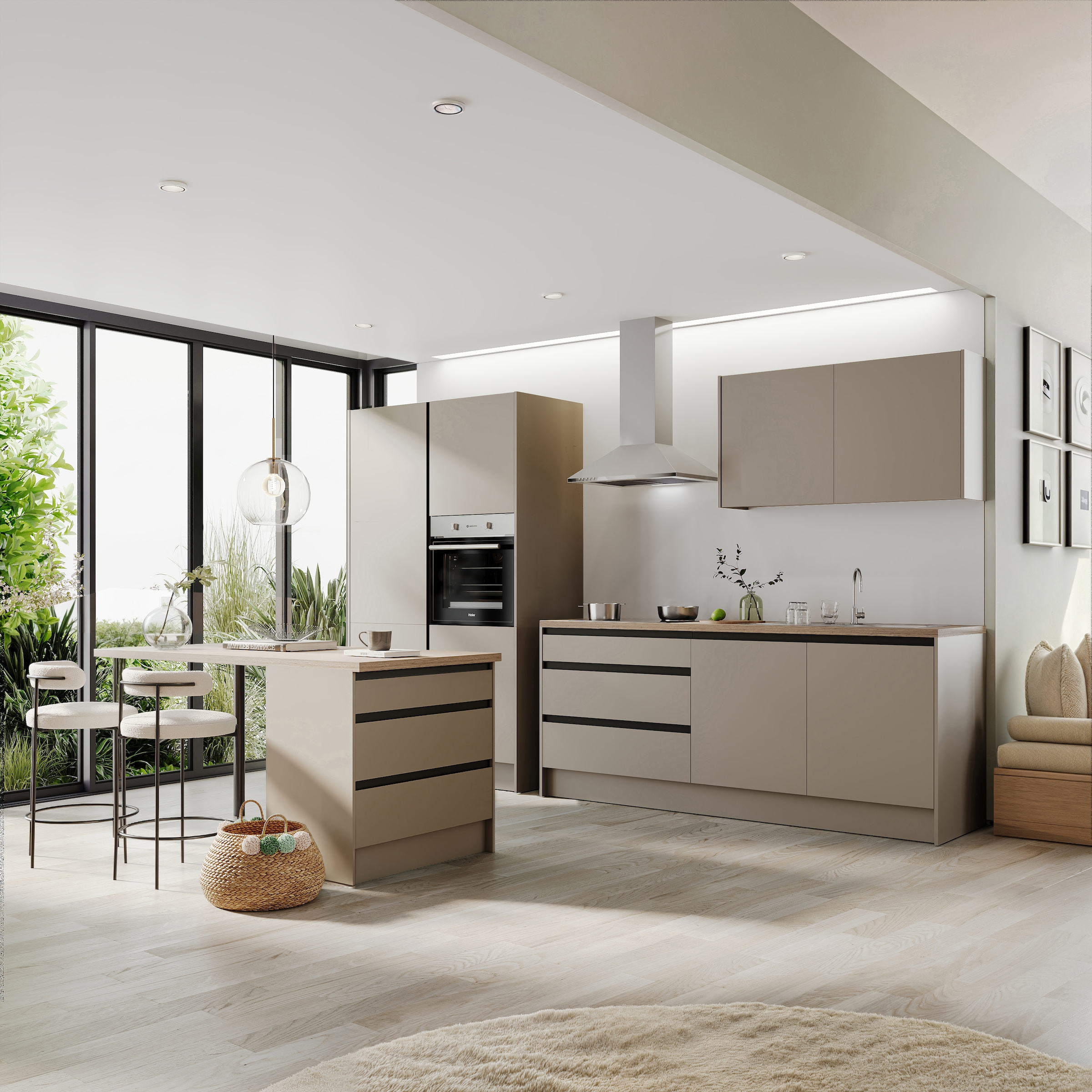 BASIC by Balculina Küchenzeile »Isis B/T/H 335x60x210 cm« Breite 273 cm, wahlweise mit E-Geräten und Induktionskochfeld