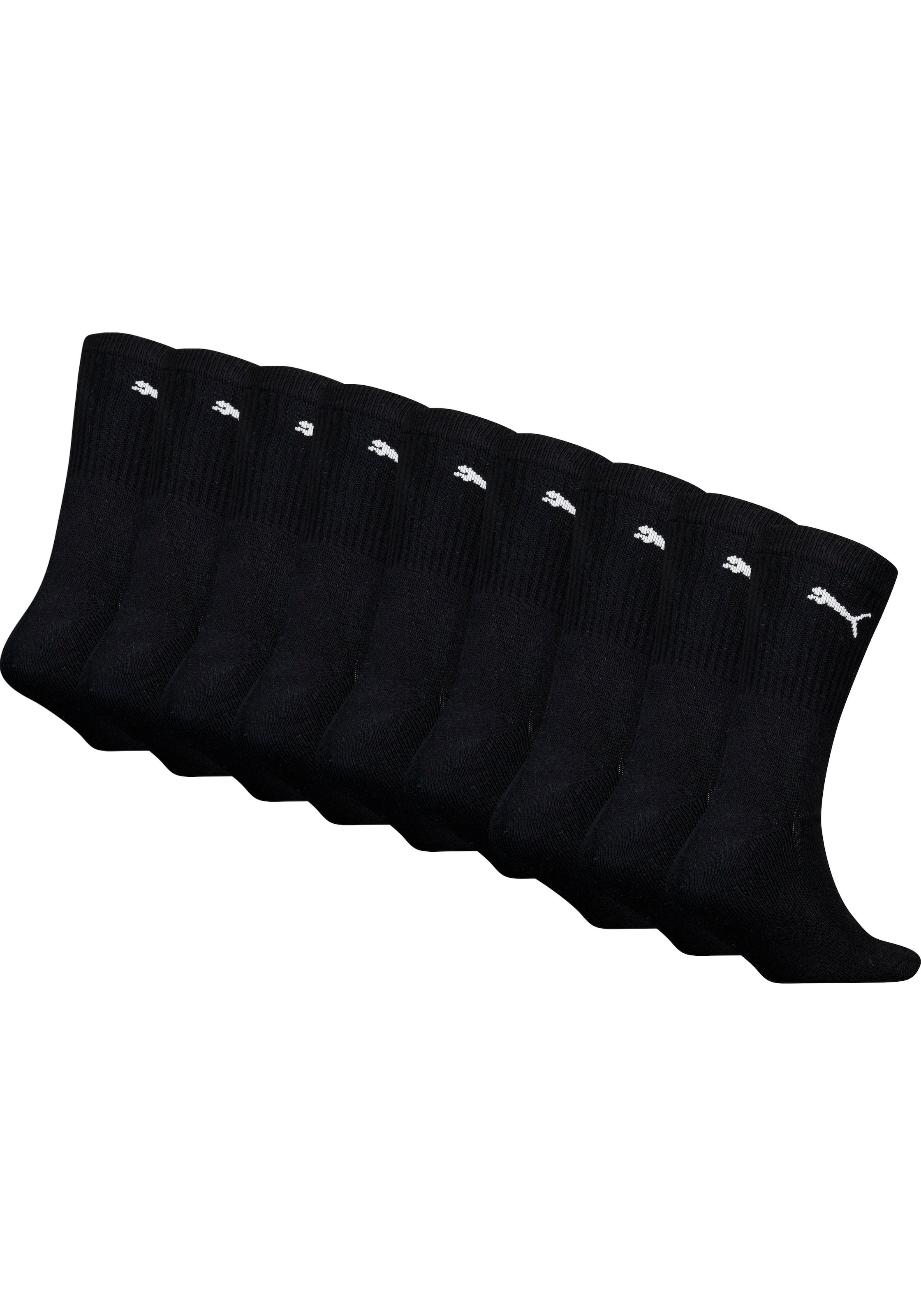 PUMA Tennissocken »JUNIOR CREW SOCK 9P ECOM«, (9 Paar), Puma Cat am Bündchen