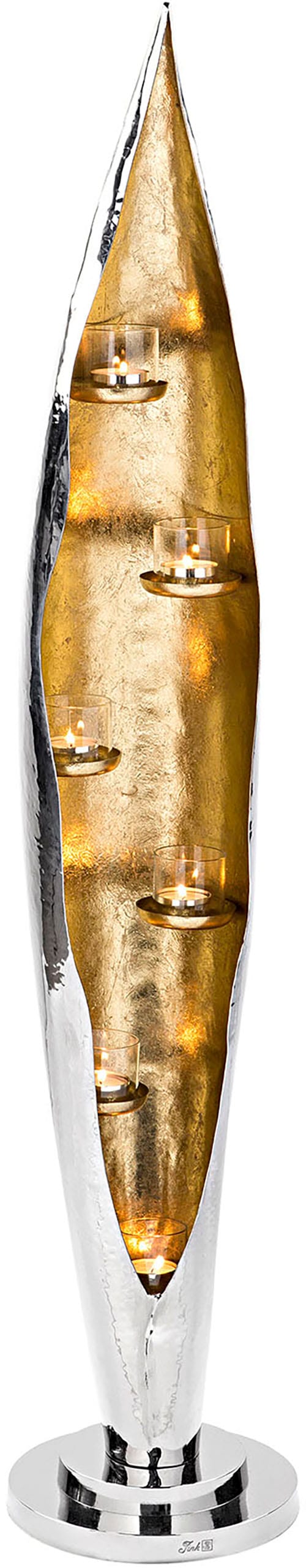 Fink Windlicht »CAVA, mit feiner Hammerschlagstruktur« aus Aluminium und Gl günstig online kaufen