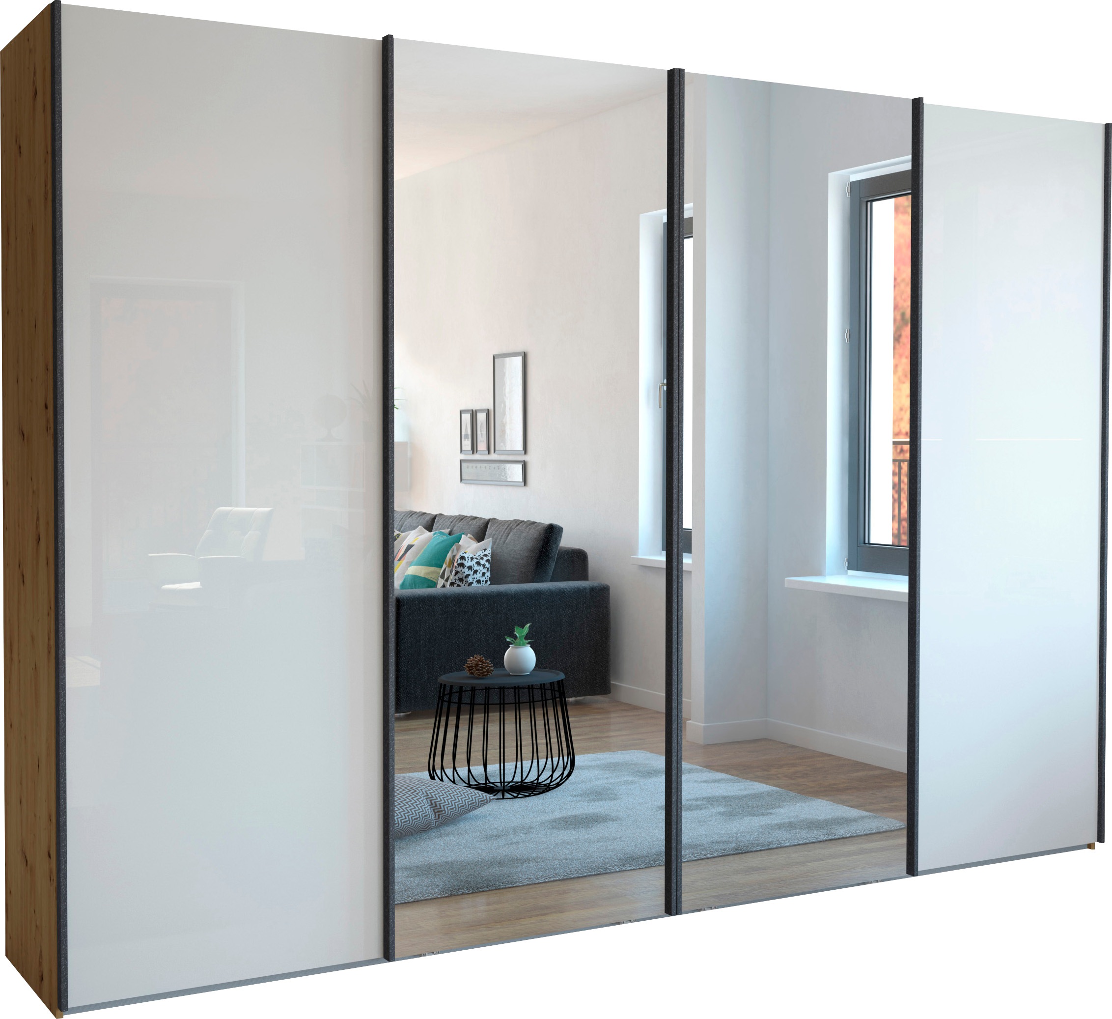 WIEMANN Schwebetürenschrank "Monaco" hochwertige Glas- und Spiegelfront günstig online kaufen