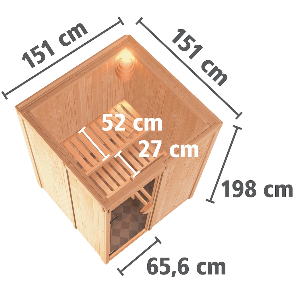 Karibu Sauna »Milaja«, (Set), 3,6-kW-Bio-Plug & Play Ofen mit externer Steuerung