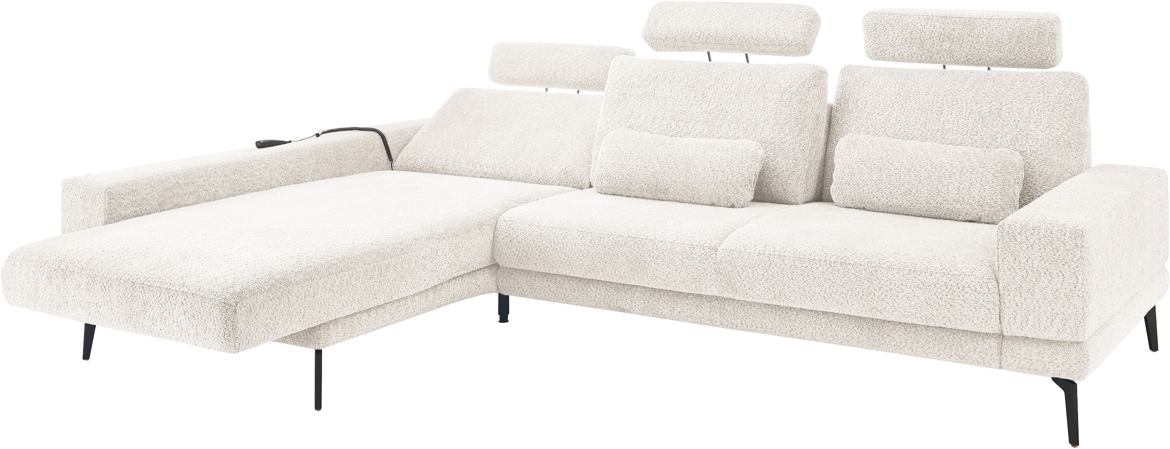 set one by Musterring Ecksofa »SO 3600, inkl motor. Sitztiefenverstellung, Kopfstützen, Nierenkissen«, Sitzhöhe 44 cm, Kaltschaum, Breite 293 x Tiefe 180 cm, Kama natur